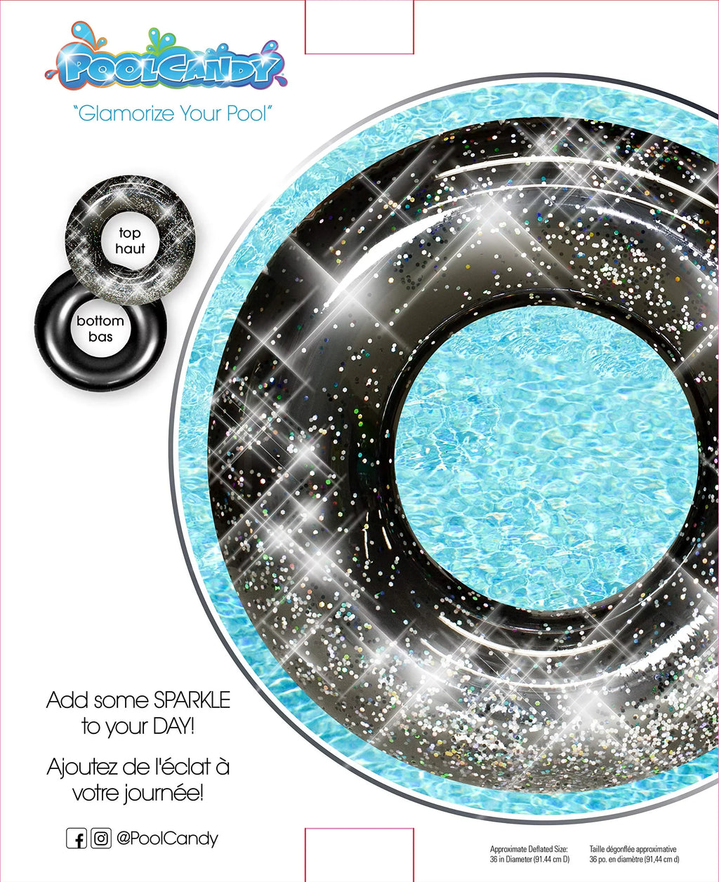 Glitter Pool Tube 48"- Black Glitter