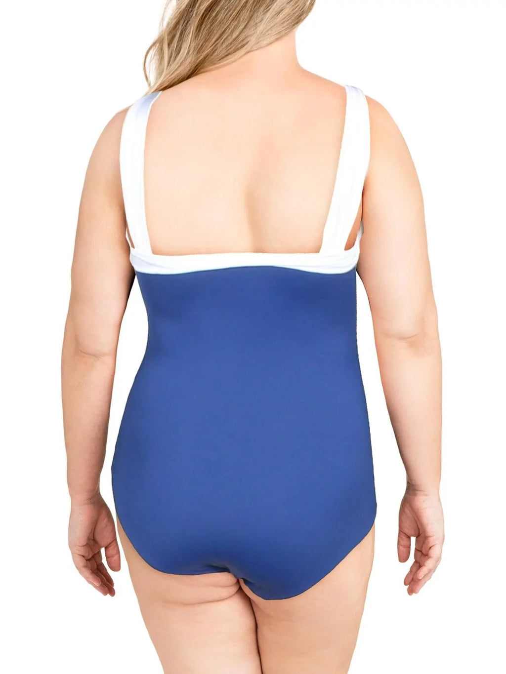 Lauren Ralph Lauren Womens Slimming Contrast Trim One-Piece Swimsuit Blue 14