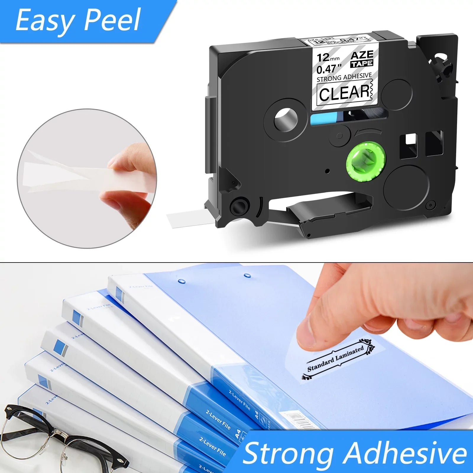 40PK Compatible for Brother P-touch Black on Clear 12mm  TZe TZe-S131 -S131 -131 TZe-131 Extra Strength Laminated Label Tape