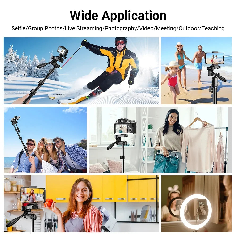 Selfie Stick Tripod Stand Aluminum Alloy 180cm for  Smartphone Camera