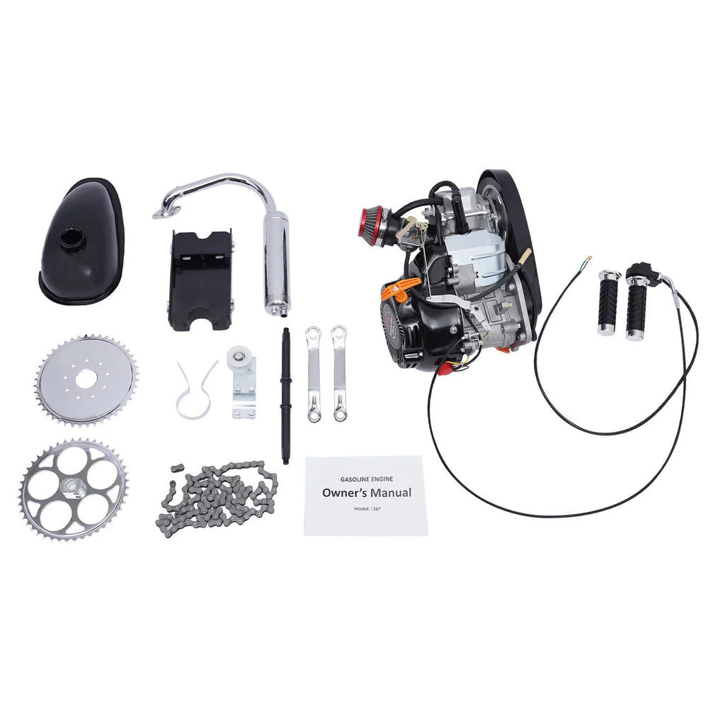 100cc 4 Stroke Bicycle Motor Kit Motorized Bicycle Engine Kit Single Cylinder Petrol Gas Motor Engine Kit, 44 Tooth Chain -156F