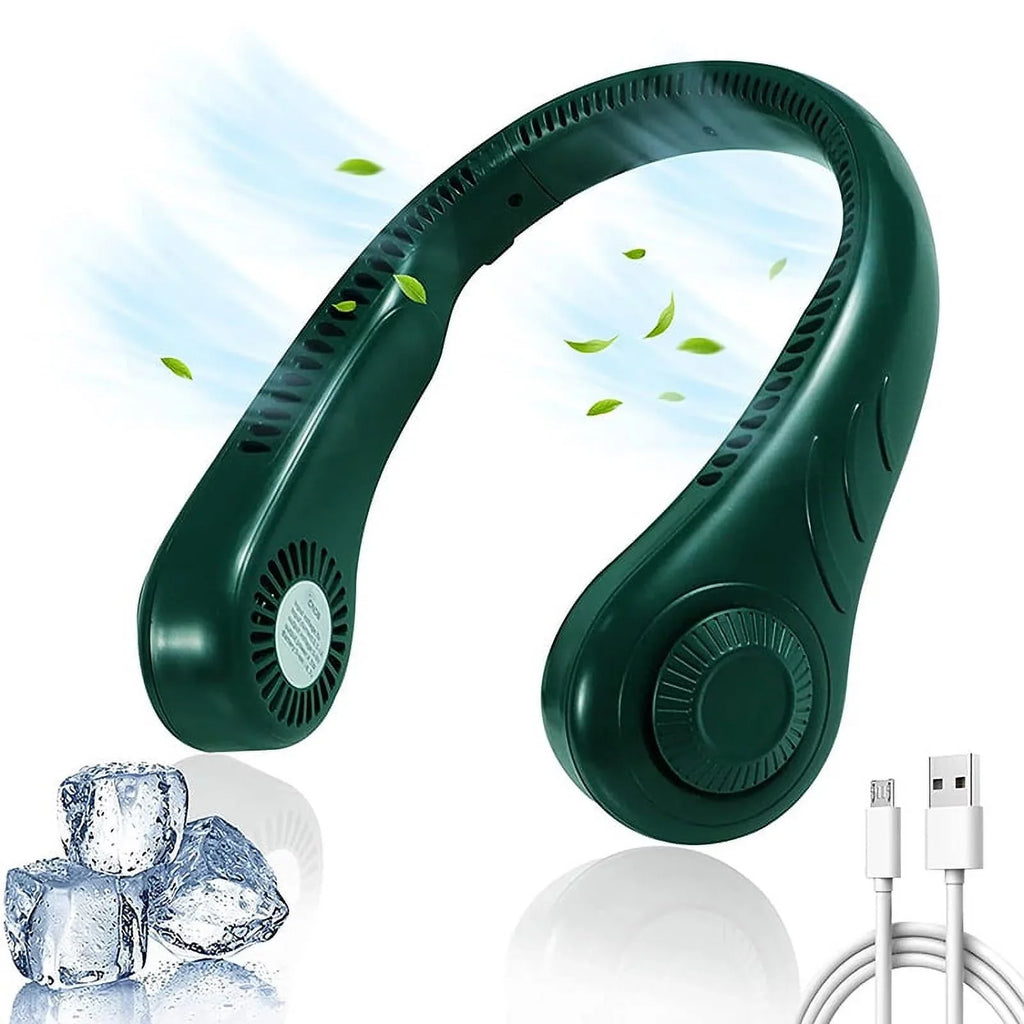 Portable Mini Fan Neckband Bladeless Neck Hanging Cooler  Rechargeable Fan , 3 Speed Adjustable For Home Office Outdoor