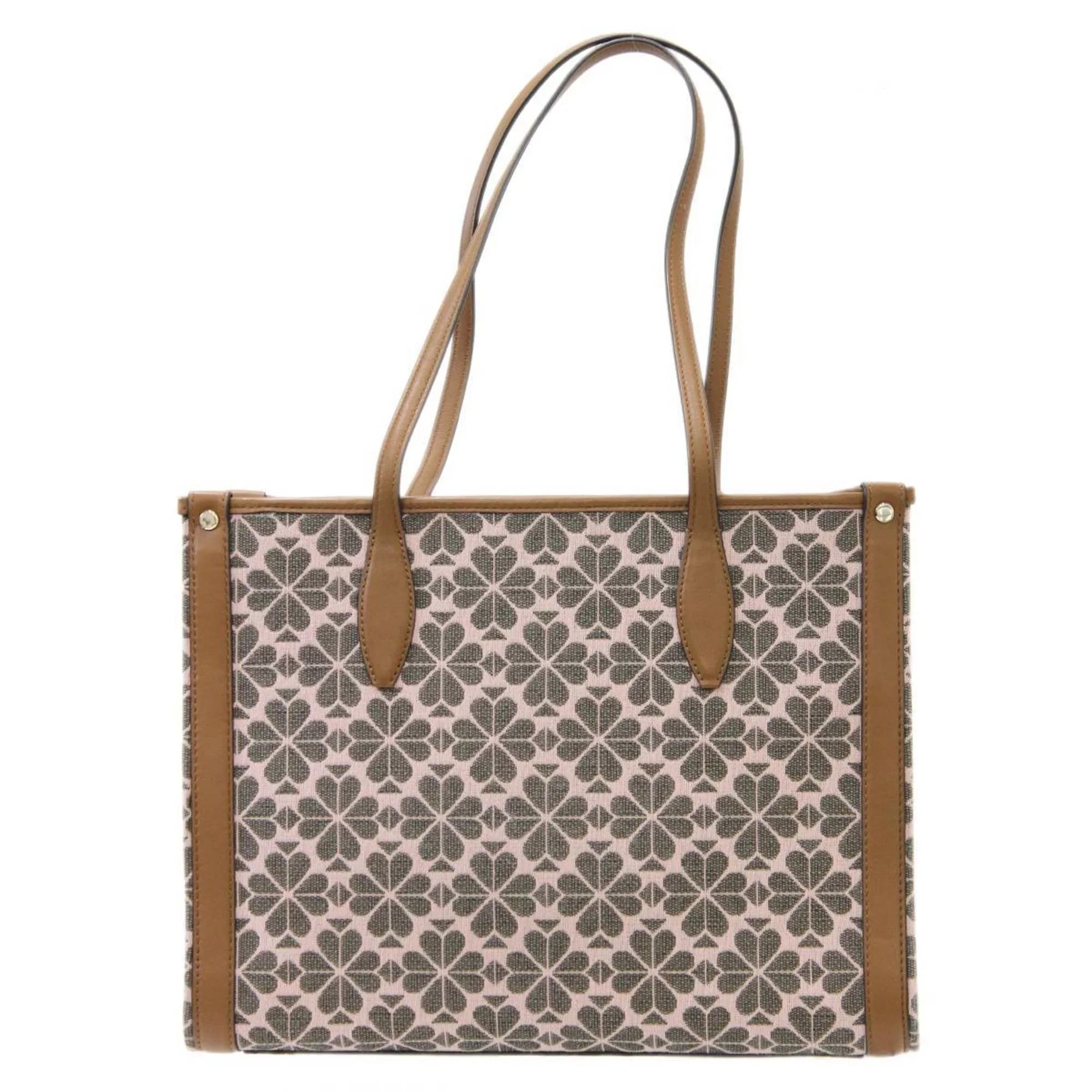 Pre-Owned Kate Spade spade flower collection tote bag shoulder jacquard leather pink x brown women's  (Good)