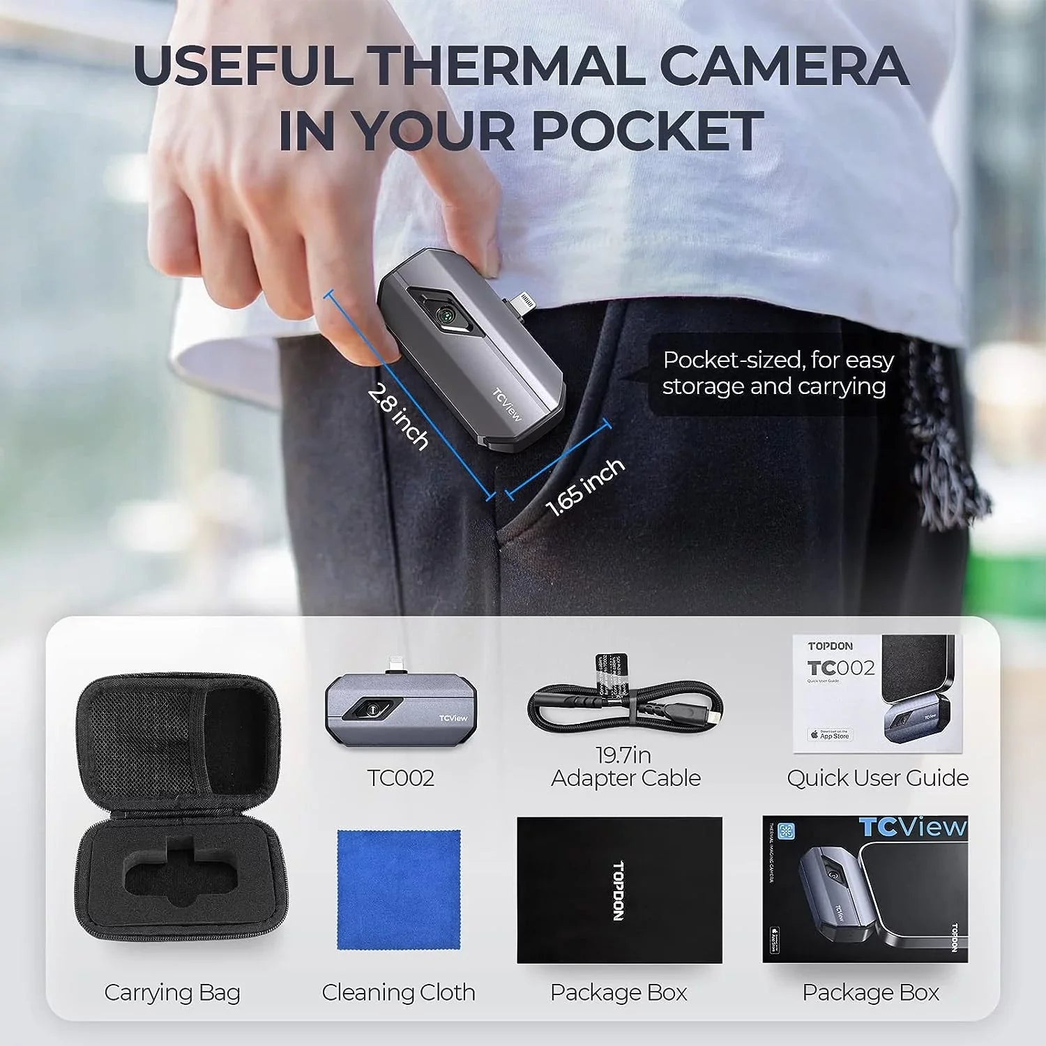 TC002 Thermal Camera for iOS (iPhone & iPad) 256 x 192  High Resolution Thermal Imaging Camera, 40mk Thermal Sensitivity -4F~1022F Temperature Range