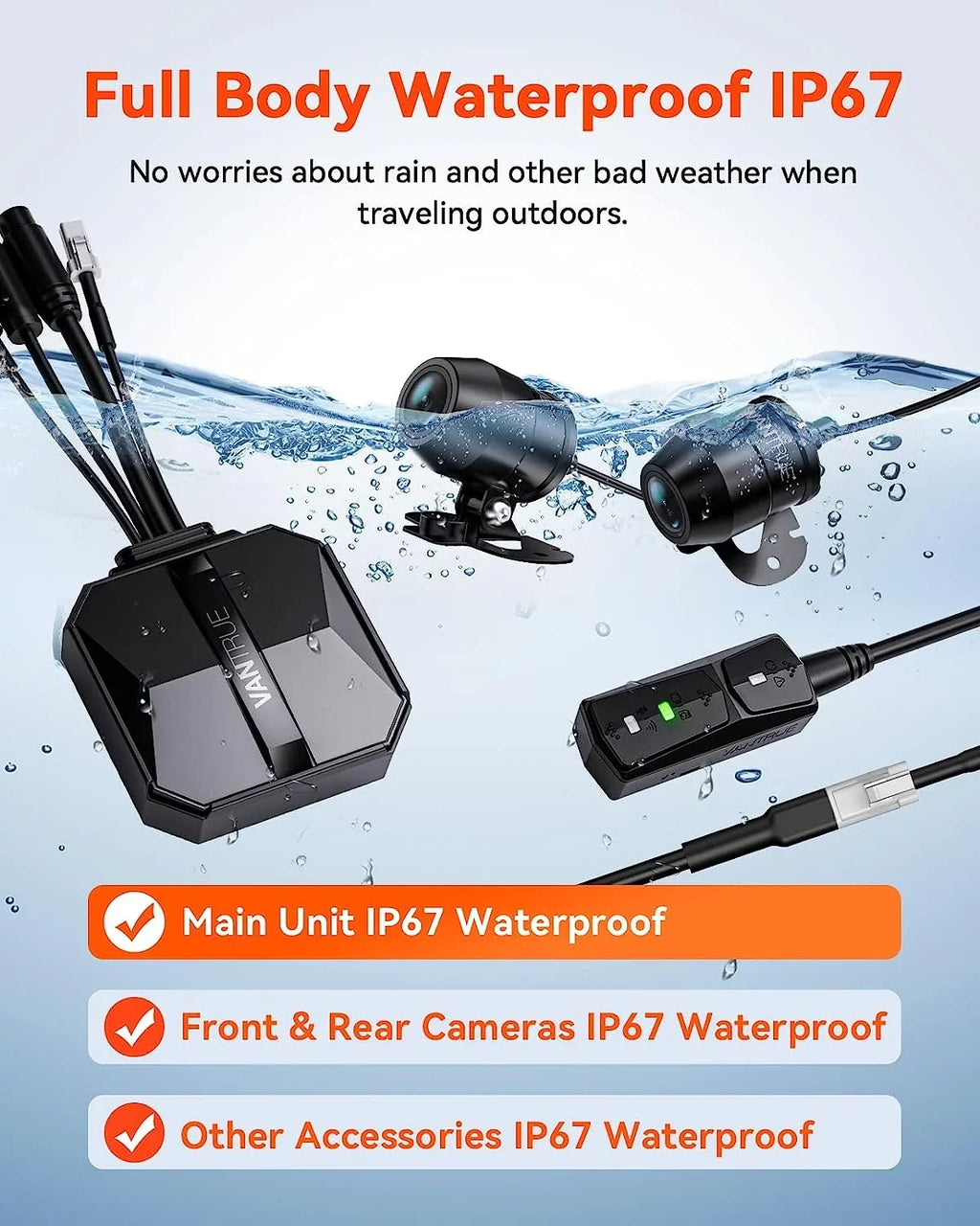 Vantrue F1 Motorcycle 4K Dashcam (4K + 1080P)  | WiFi | Parking Mode (No  Card)