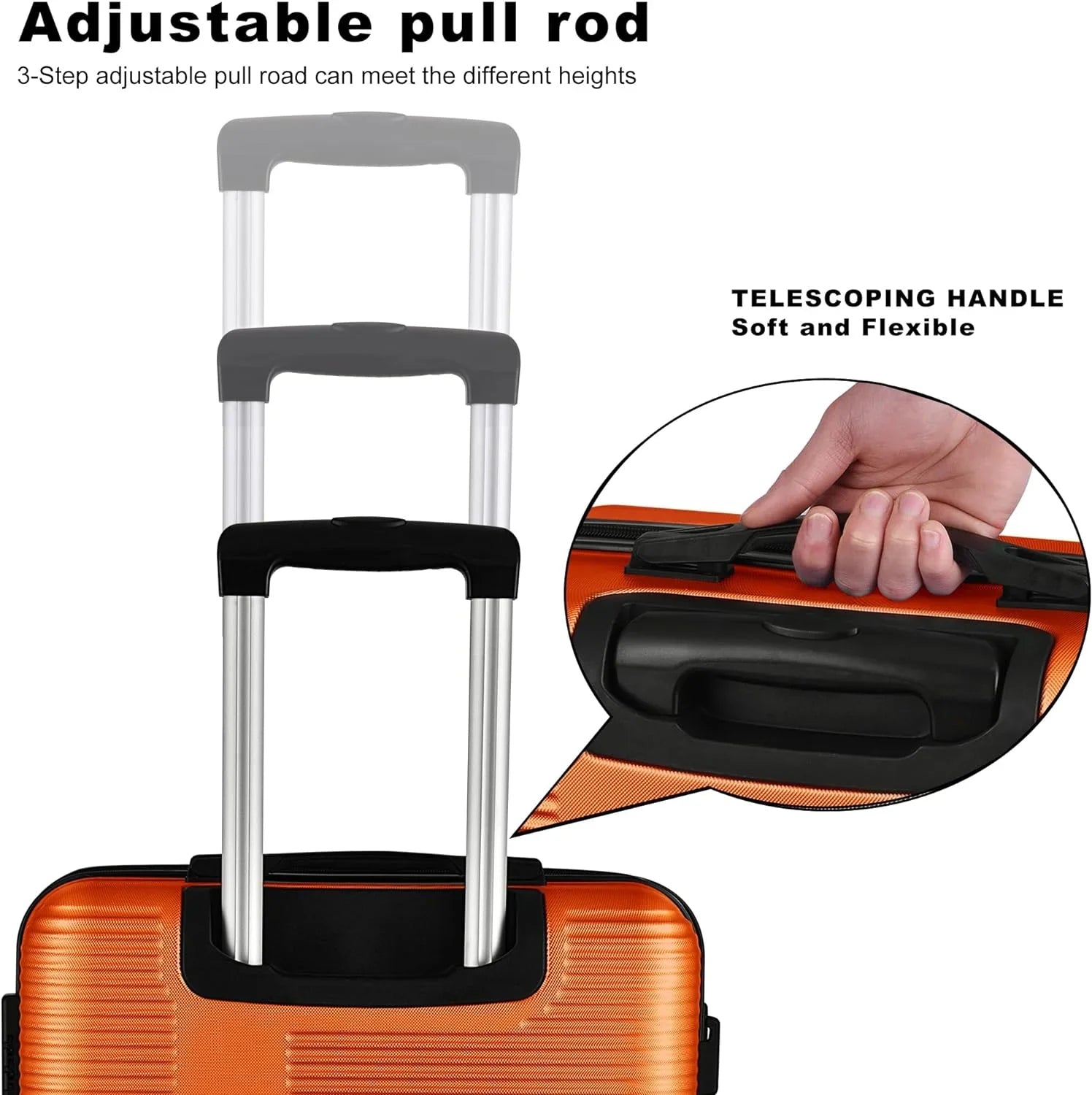 Orange(20in/24in/28in) Suitcase Set 3 Piece, Hardside Luggage Sets with Spinner Wheels,Orange Luggage Sets for Women with  Lock