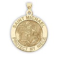 Picturesongold.Com Saint Michael - Protect My Niece - Religious Medal  - 2/3 inch Size of Dime, Solid 14K Yellow Gold