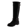 Womens Knee High Boots Mid Heel Round Toe Artificial Leather Boots Zipper Long Booties Boots Wide Calf for Women Womens Boots Mid Calf Hiking Womens Size 11 Rain Boots Wide Calf Womens