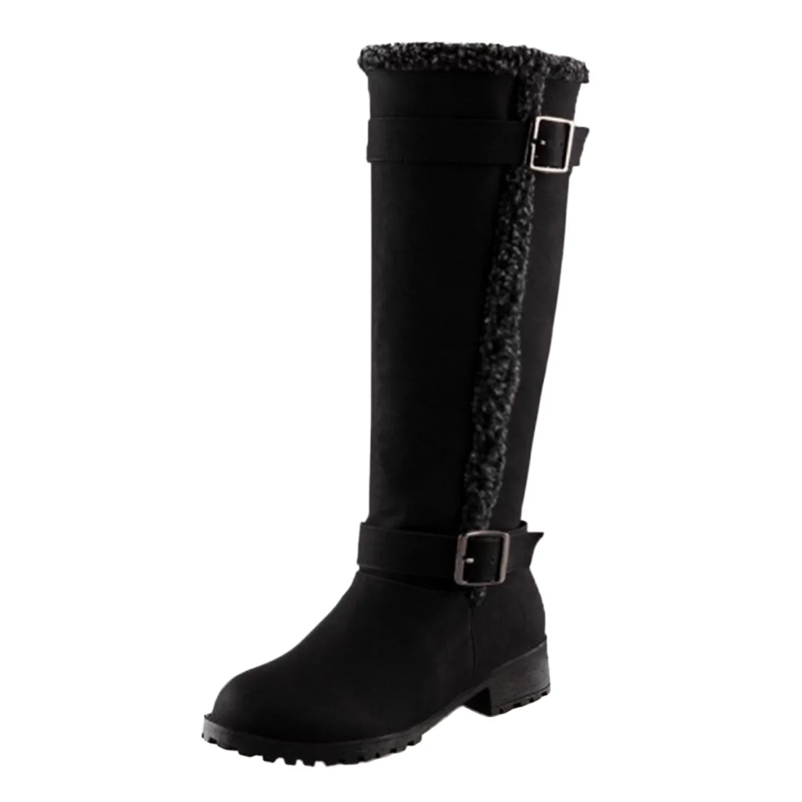Womens Knee High Boots Mid Heel Round Toe Artificial Leather Boots Zipper Long Booties Boots Wide Calf for Women Womens Boots Mid Calf Hiking Womens Size 11 Rain Boots Wide Calf Womens