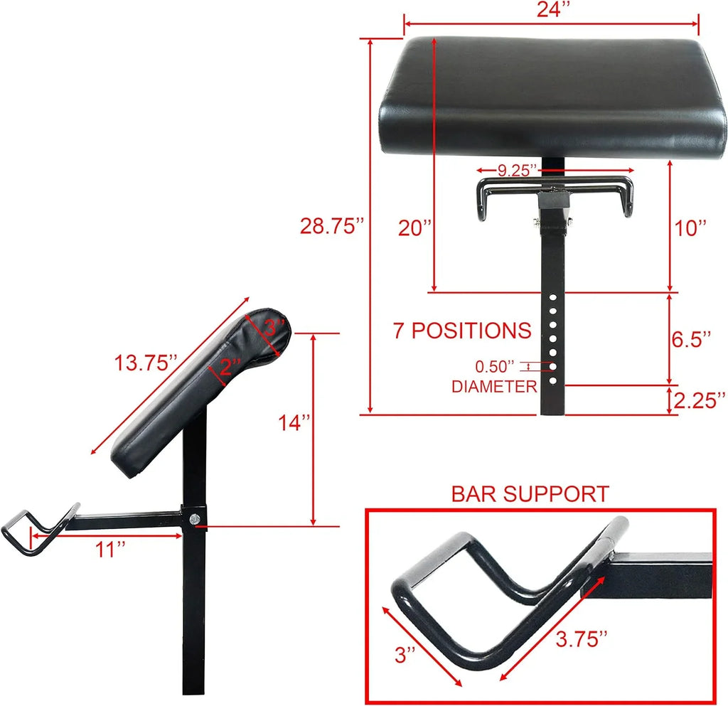 '-2 Preacher Curl Bench Attachment For Use W/Benches Only