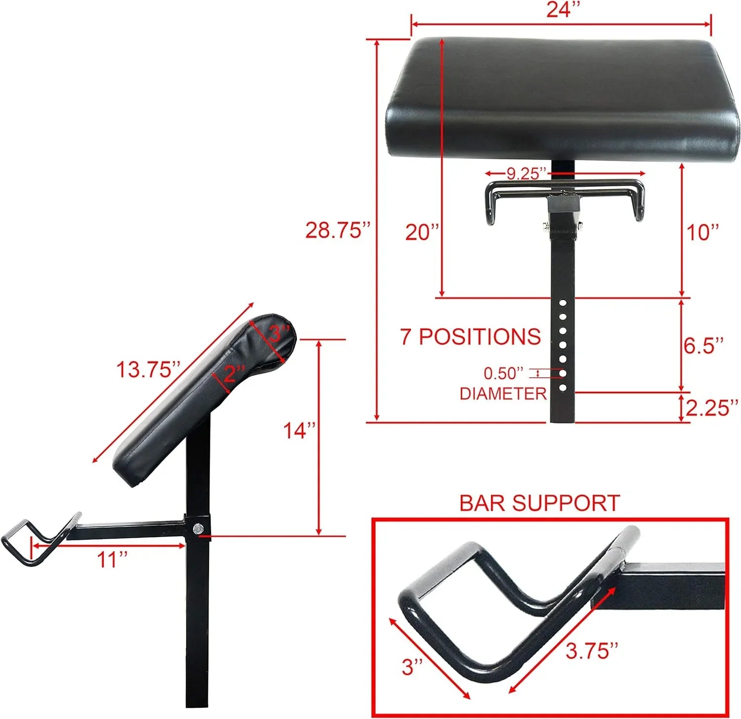 '-2 Preacher Curl Bench Attachment For Use W/Benches Only