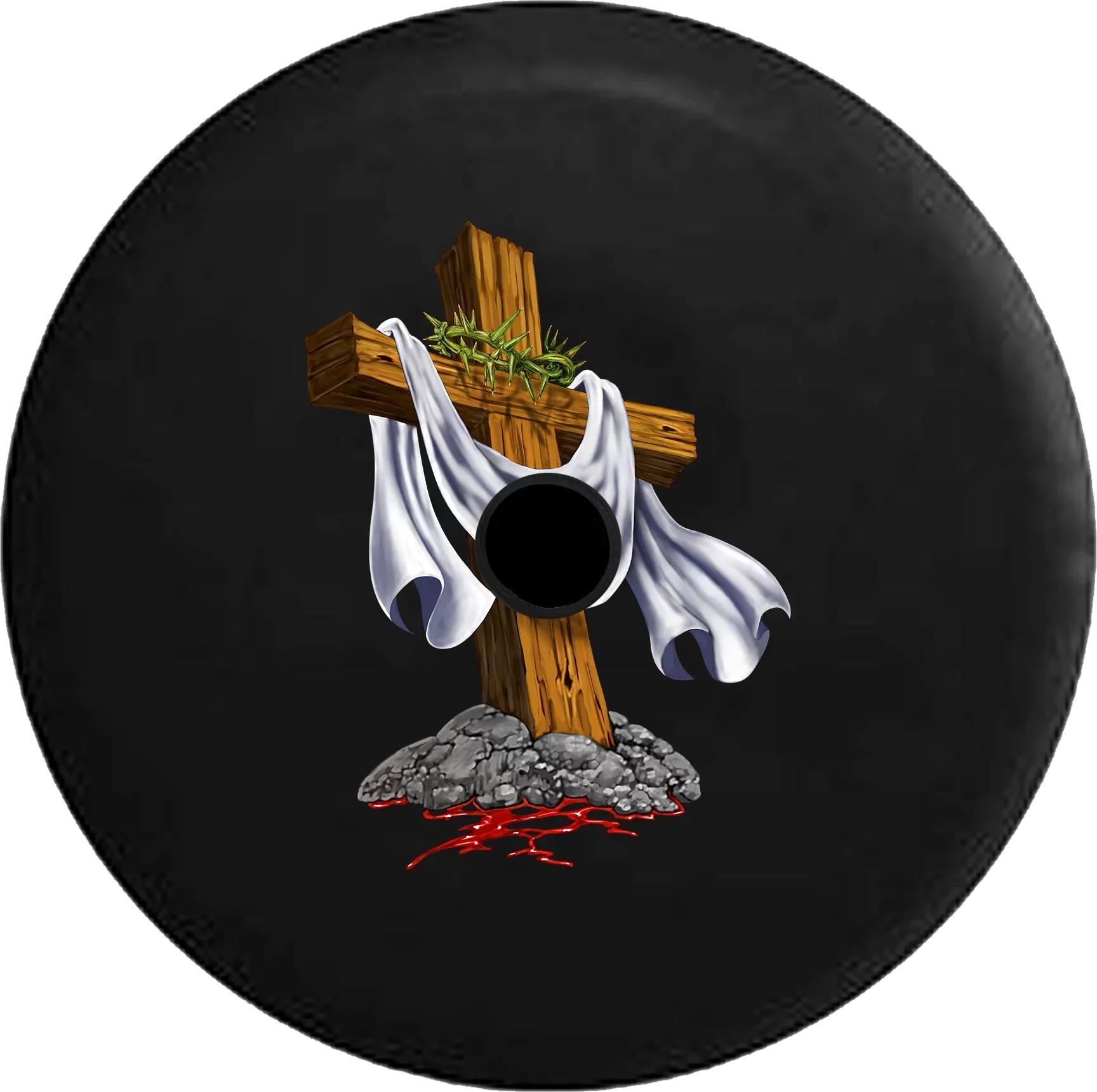 2018 2019 Wrangler  Backup Camera Wooden Cross Jesus Christ Kingdom of God Blessed Spare Tire Cover for Jeep  32 Inch