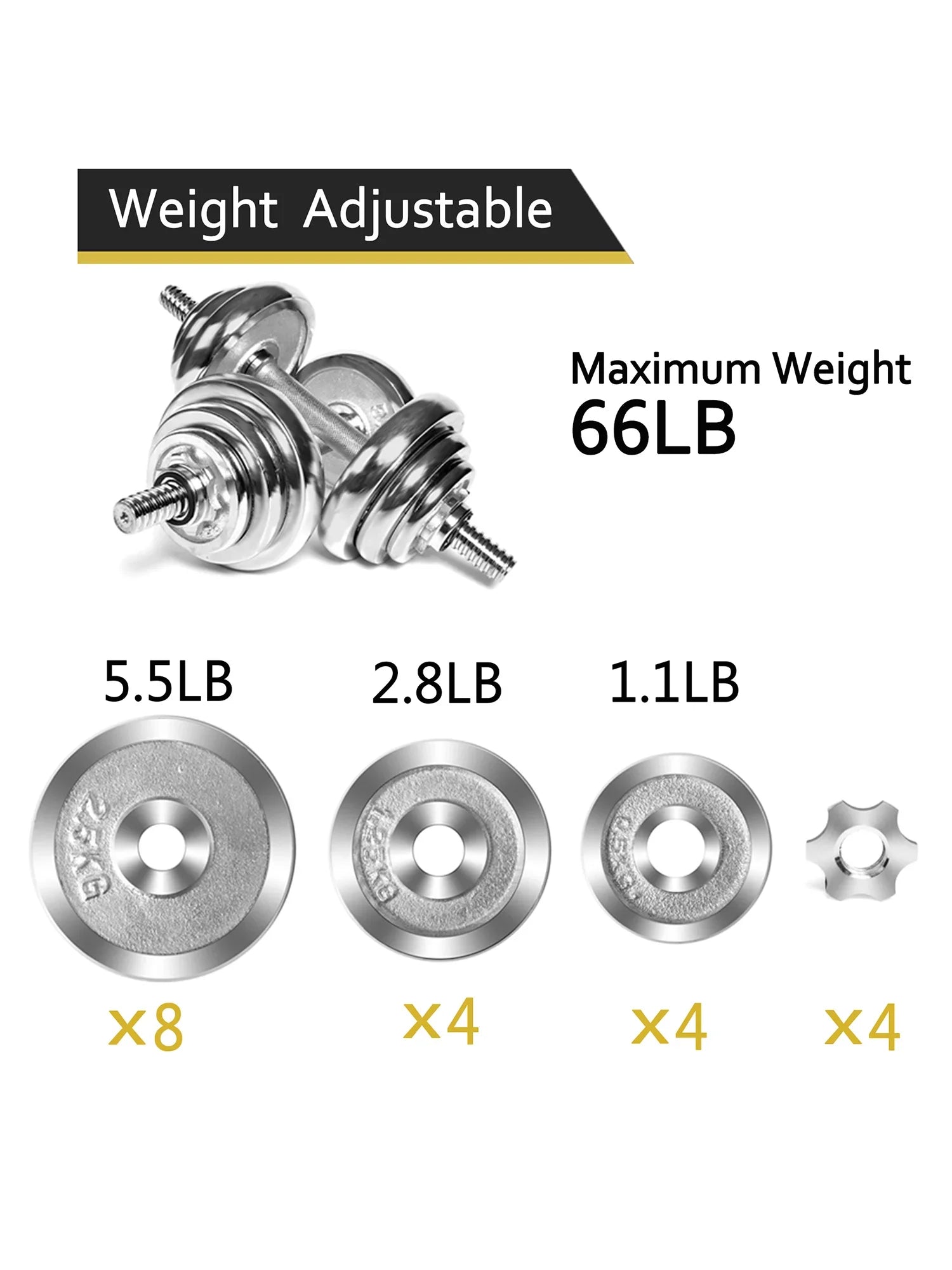 60lbs Weightlifting Dumbbell Barbell Dumbbell Adjustable Weights Dumbbells Set Barbell Rubber Workout Dumbbells with Ergonomic Handles for Strength Training with 4 Modes