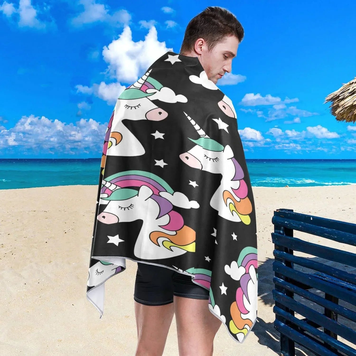 Bestwell Unicorn Print Beach Towel - Lightweight Compact Oversized Travel Towels - Super Absorbent Quick Dry Towel for Swimming Camping Holiday（248）