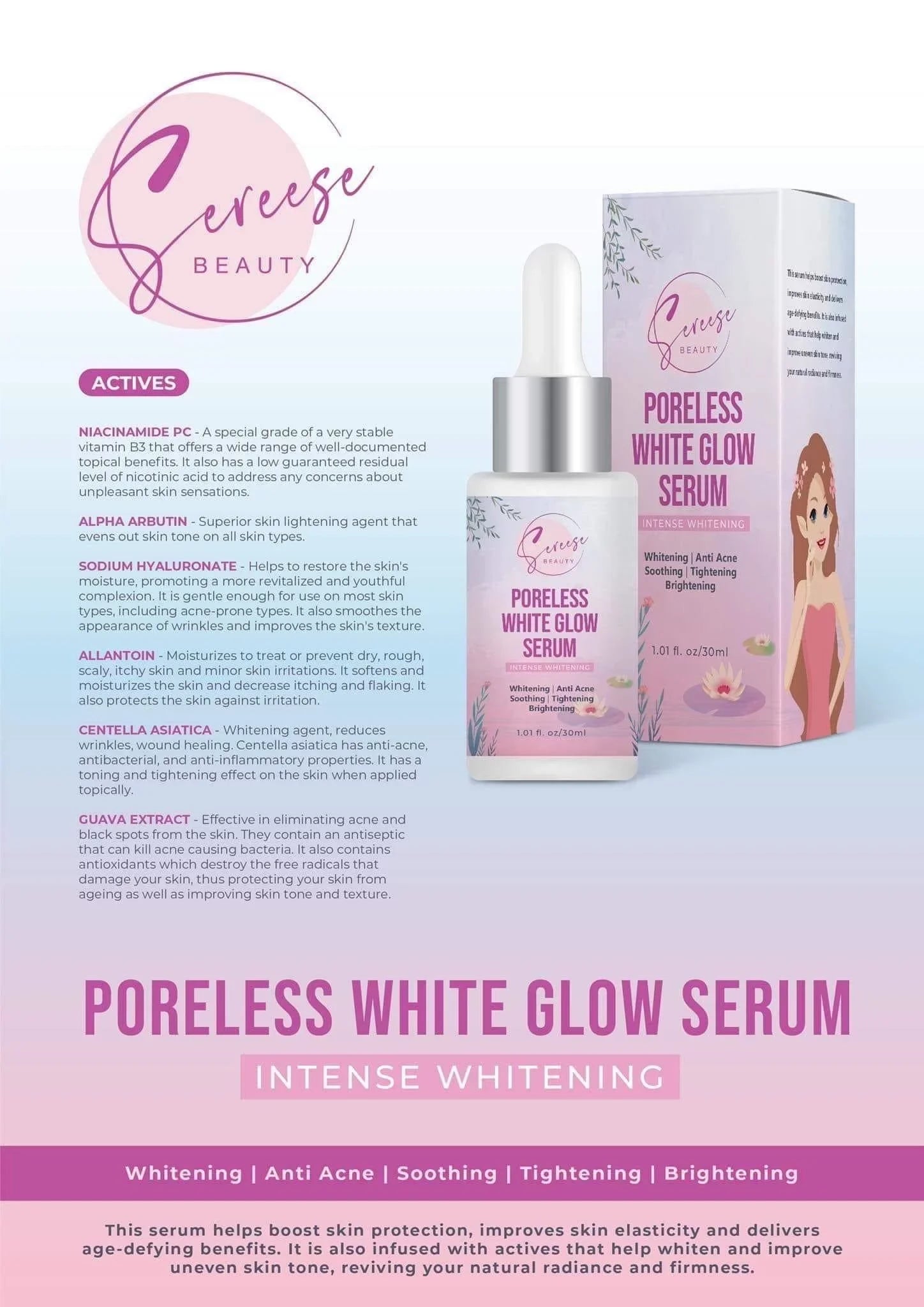 Sereese Beauty Complete Facial Bundle: Soap, Toner, Serum, Milk Glaze & Sun Milk