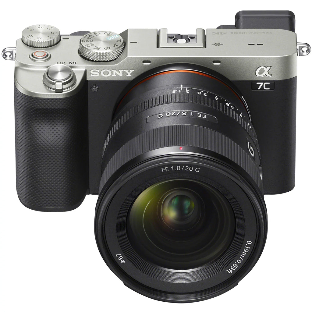 Sony a7C Mirrorless Full Frame Camera Body with Sony  20mm F1.8 G Lens SEL20F18G Silver ILCE7C/S Bundle with Deco Gear Photography Backpack Case , Software and Accessories