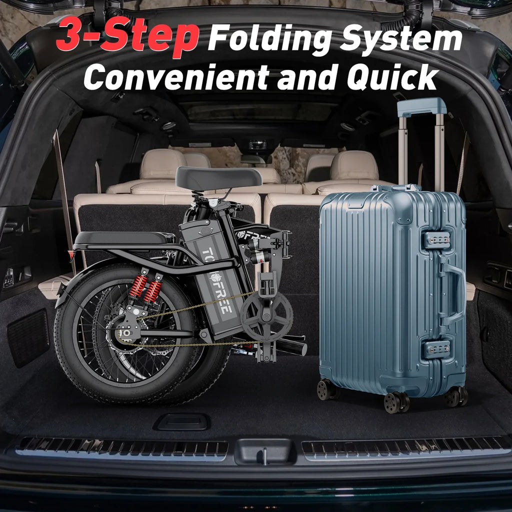 Electric Bike for Adults, 48V 20AH Folding E-Bike Easy Assemble, 16* Tire Commuter Bike 40Miles Range 330lbs Load, Full   Certified, Black Ebike T1