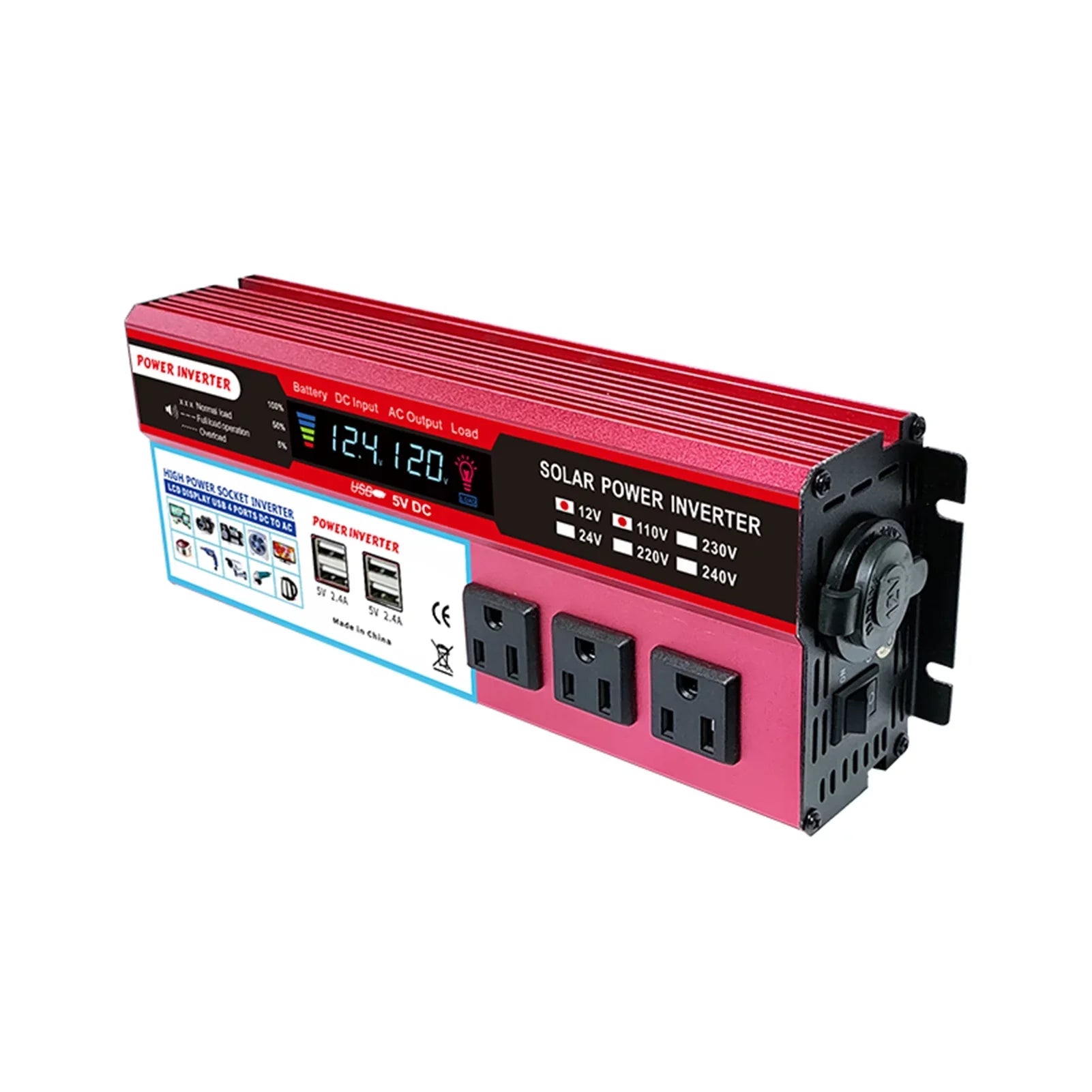 Nebublu Solar  Inverter, High Efficiency Sine Inverter for Car ,  Converter with  Display,  12V to  850-950W, Energy Saving