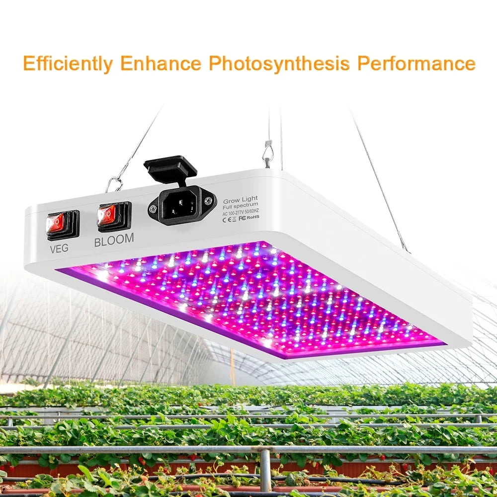 Andoer 2000W  Grow Light for Indoor Plants 312 LEDs Full Spectrum Veg and Bloom Dual Switch IP65 Waterproof Hanging Plant Growing Lamps for Seedlings Flowers Greenhouse