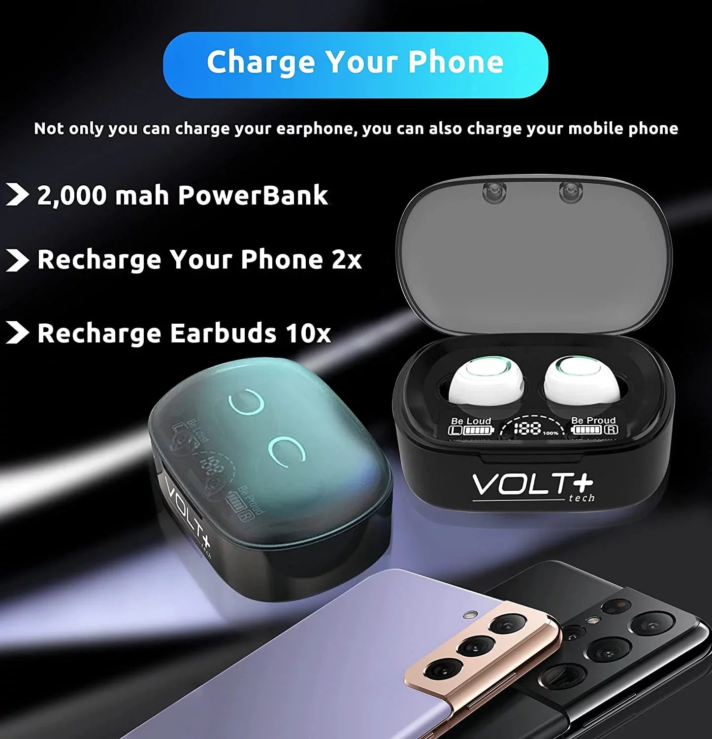 Wireless V5.1  Earbuds Compatible with Samsung Galaxy S21+ 5G/Plus/Ultra IPX3 BlueTooth Touch Waterproof / Sweatproof / Noise Reduction with Mic (White)