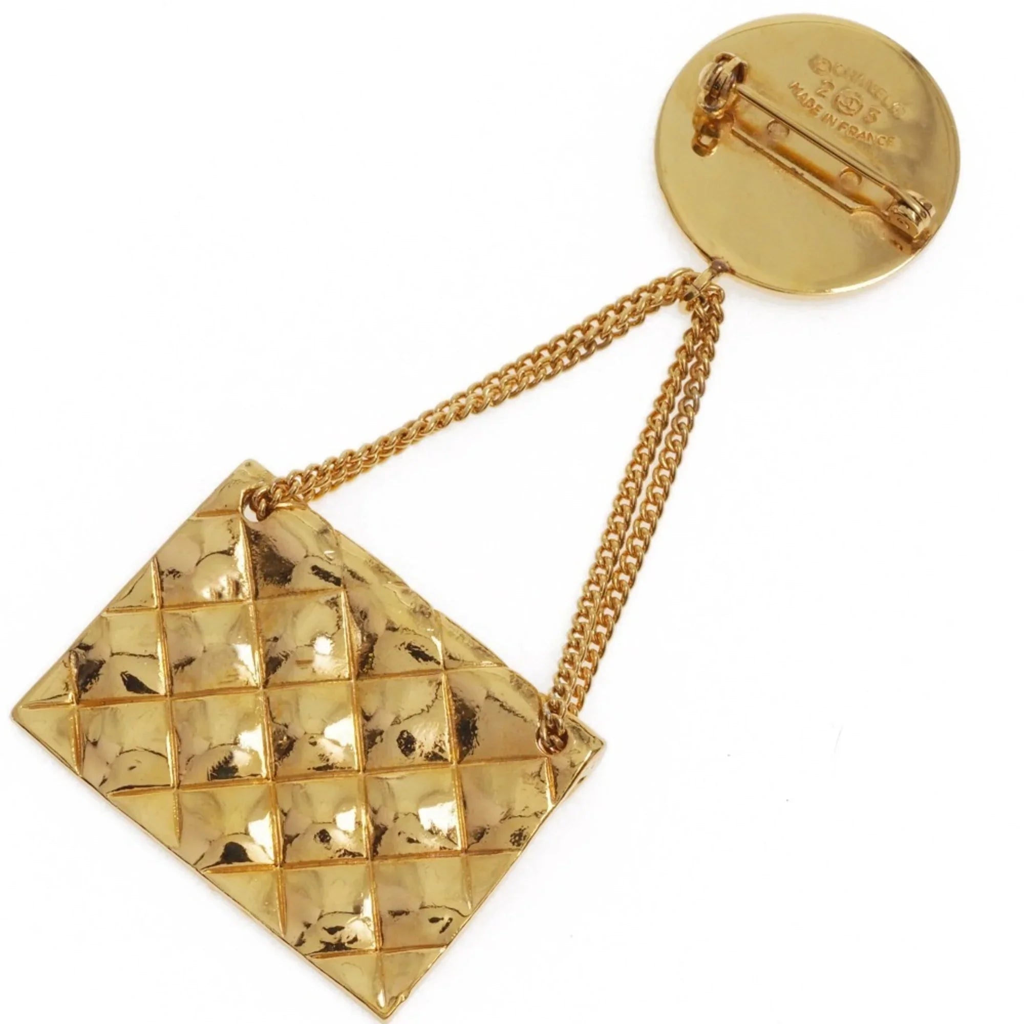Pre-Owned Chanel Cocomark Matelasse Bag Motif Vintage Gold Plated 23 Women's Brooch (Good)