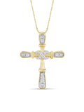 JewelersClub 14K Gold Plated Silver 0.10  Diamond Cross Pendant Necklace for Women White Diamonds + 18” Rope Chain Included JewelersClub 14K Gold Plated Silver