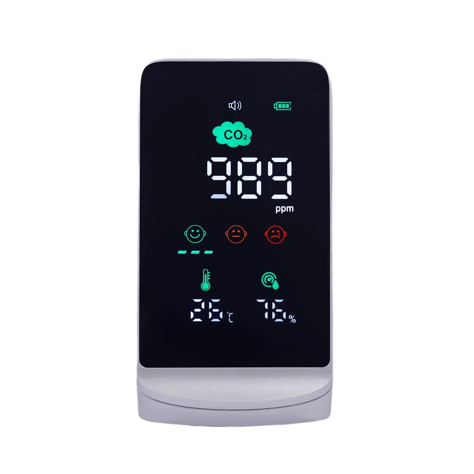 Miumaeov Indoor Air Quality Monitor for CO2, Temperature & Humidity (White, Black)