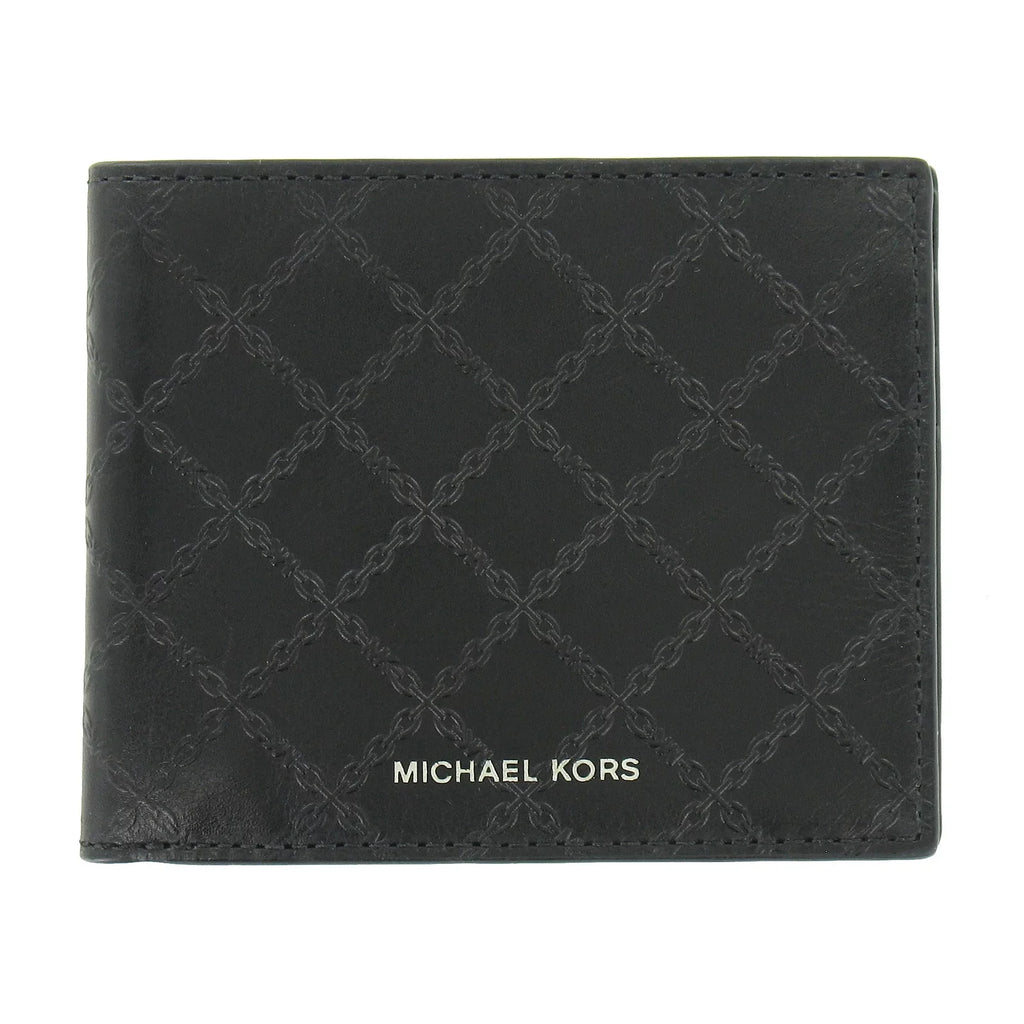 Michael Kors Andy Mens Leatehr 2 Slim Billfold Bi-Fold Wallet (Black)