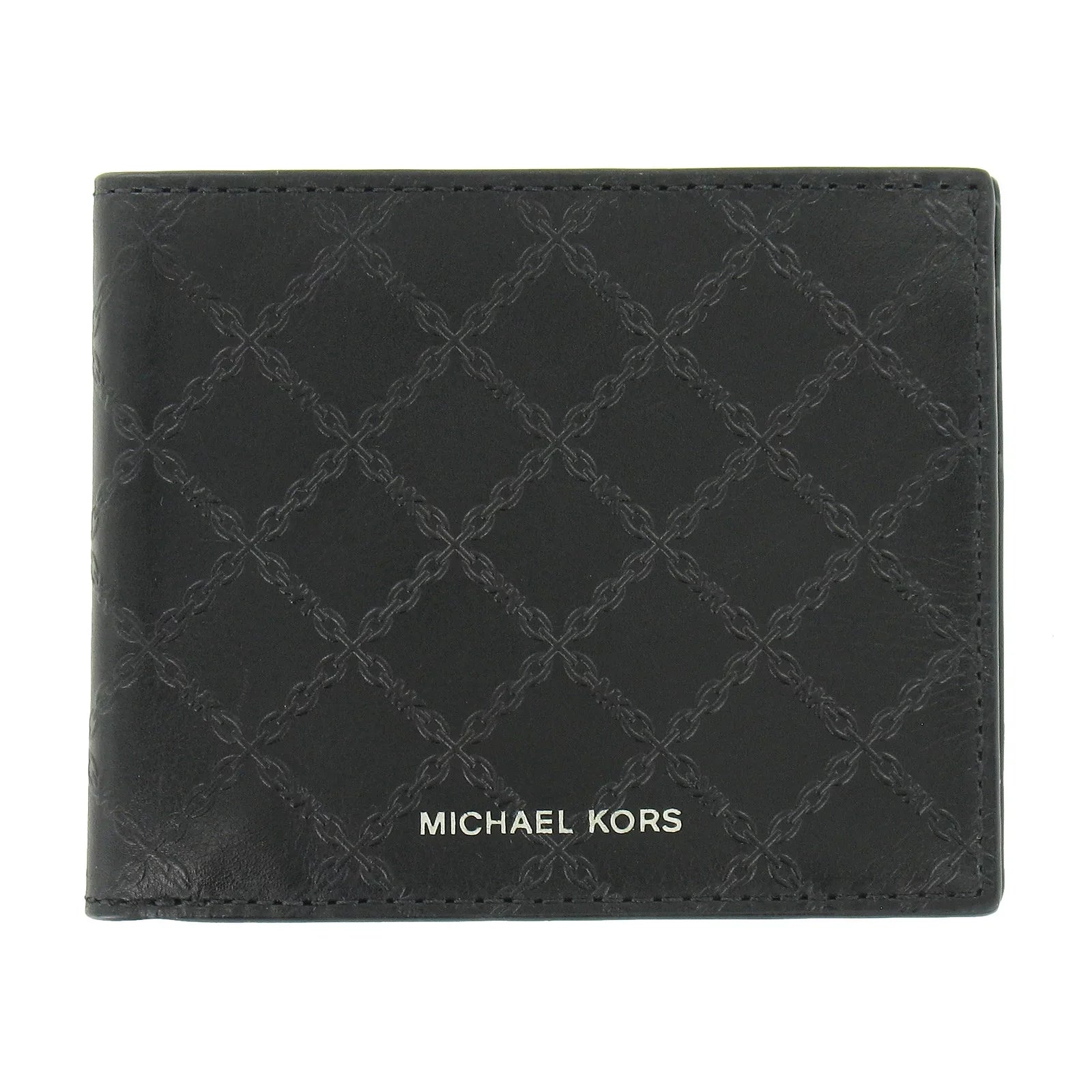 Michael Kors Andy Mens Leatehr 2 Slim Billfold Bi-Fold Wallet (Black)