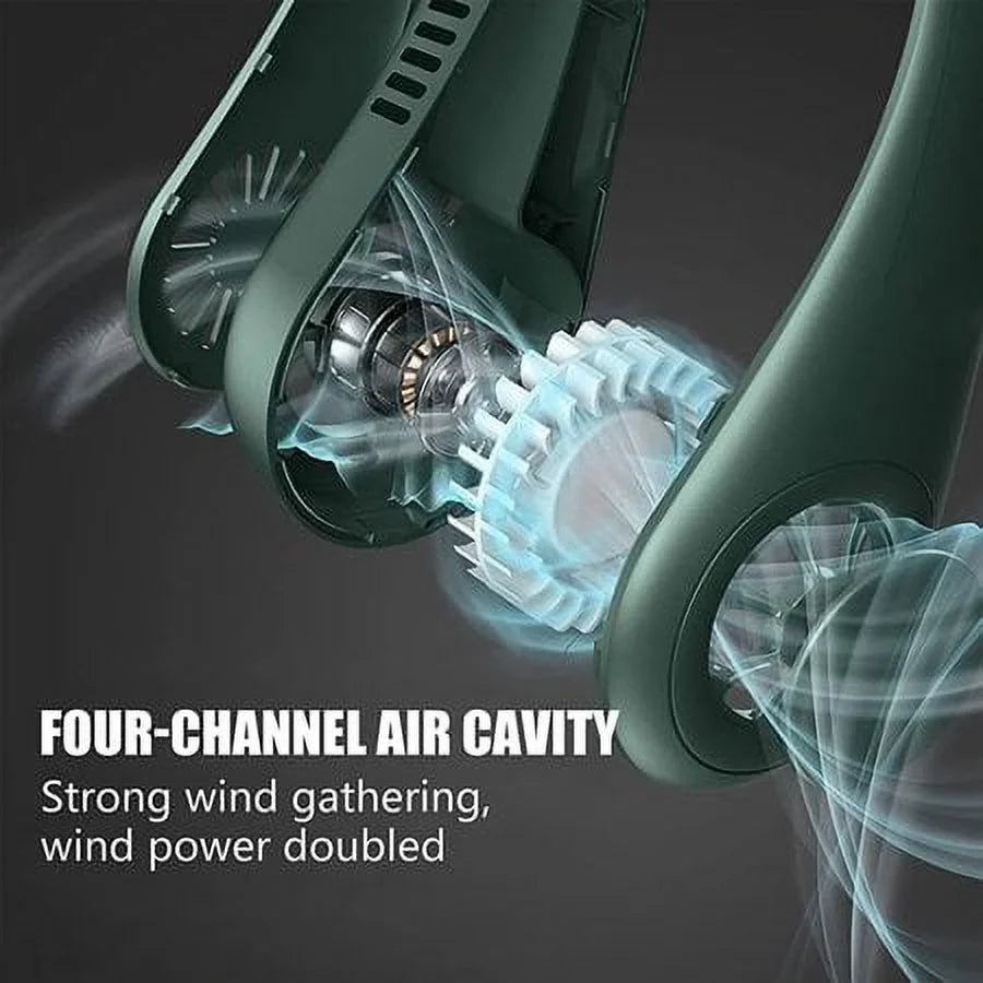 Portable Mini Fan Neckband Bladeless Neck Hanging Cooler  Rechargeable Fan , 3 Speed Adjustable For Home Office Outdoor