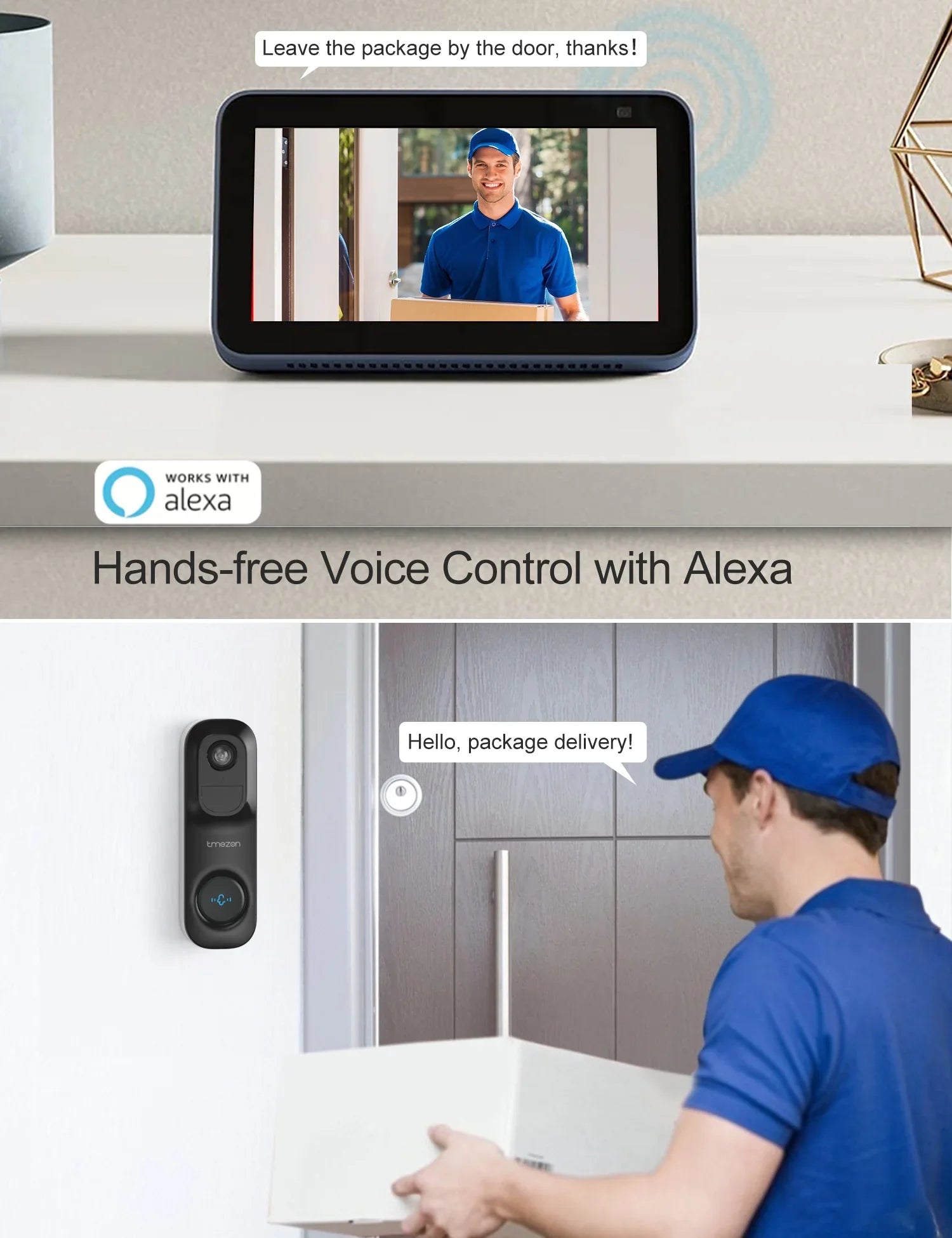 Wireless Doorbell Camera, 2K Smart Video Doorbell Works with Alexa Door Bell Camera for Home Security, 2.4G WiFi Required
