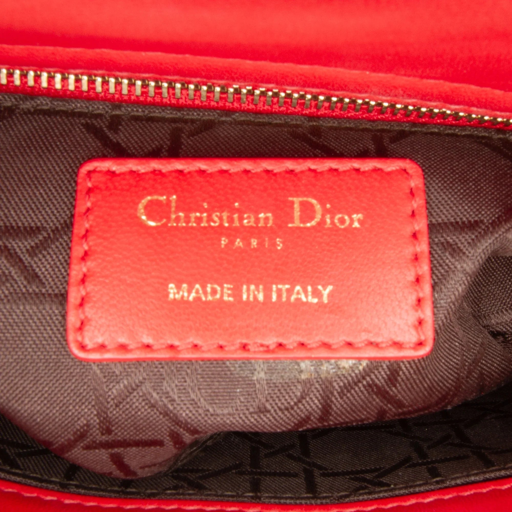 Pre-Owned Authenticated Small Lambskin Cannage My ABCDior Lady Dior Leather Red Satchel Unisex (Good)