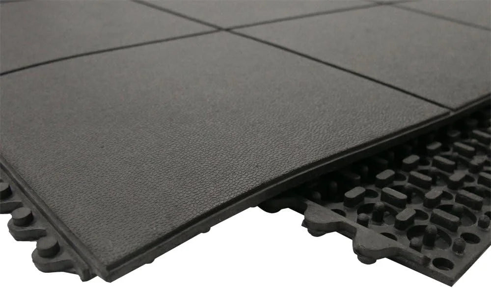 Revolution Interlocking Rubber Floor Mat (2-Pack), Black, 12Mm X 36In X 36In