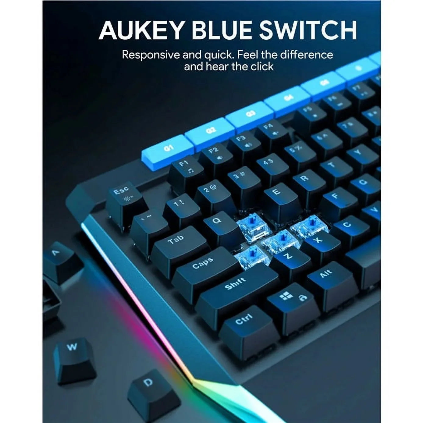 Mechanical Keyboard Blue Switches 104key with Volume Control Button KMG17