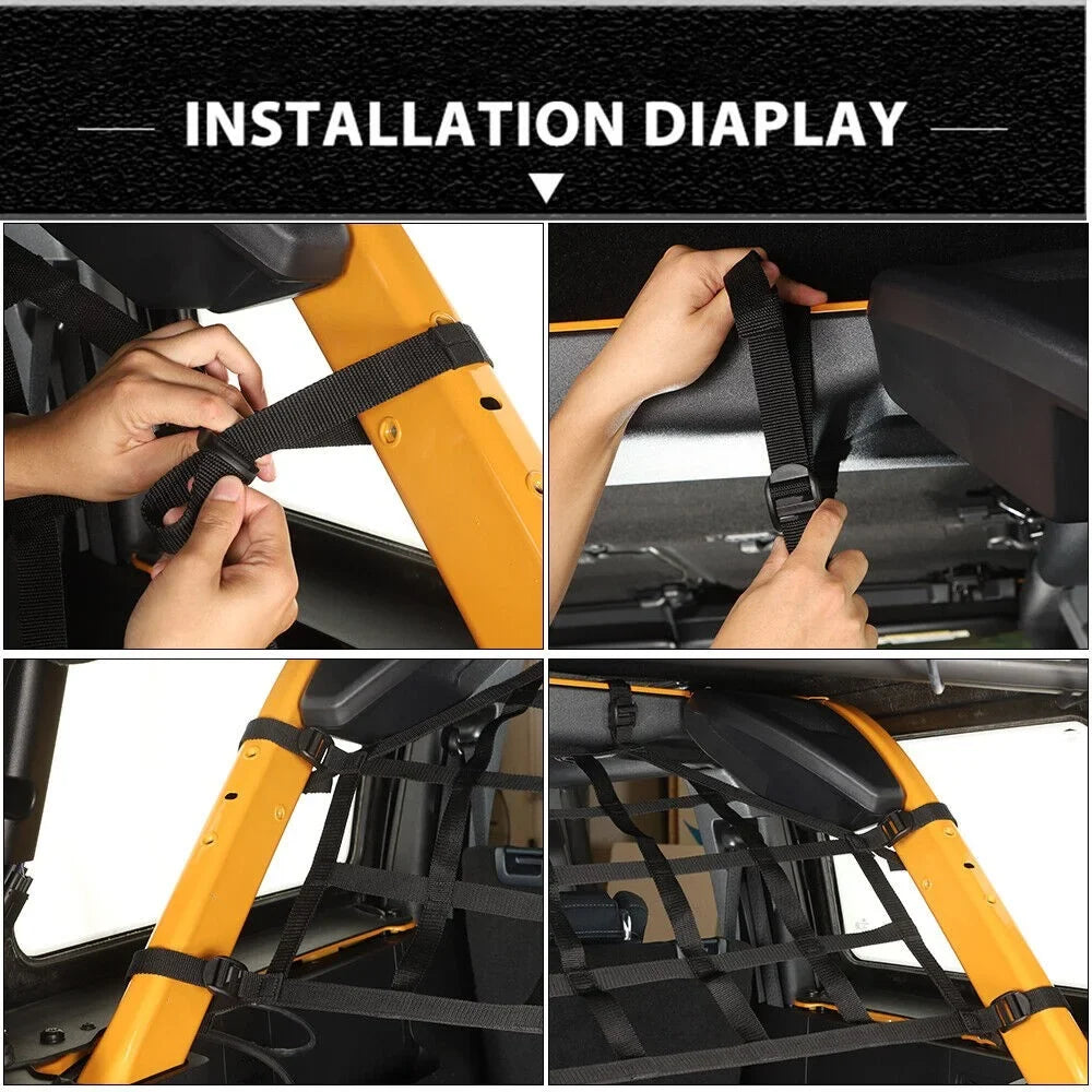 Teledu Rear Trunk Cargo Back Isolation Net Mesh Organizer + 4 Door
