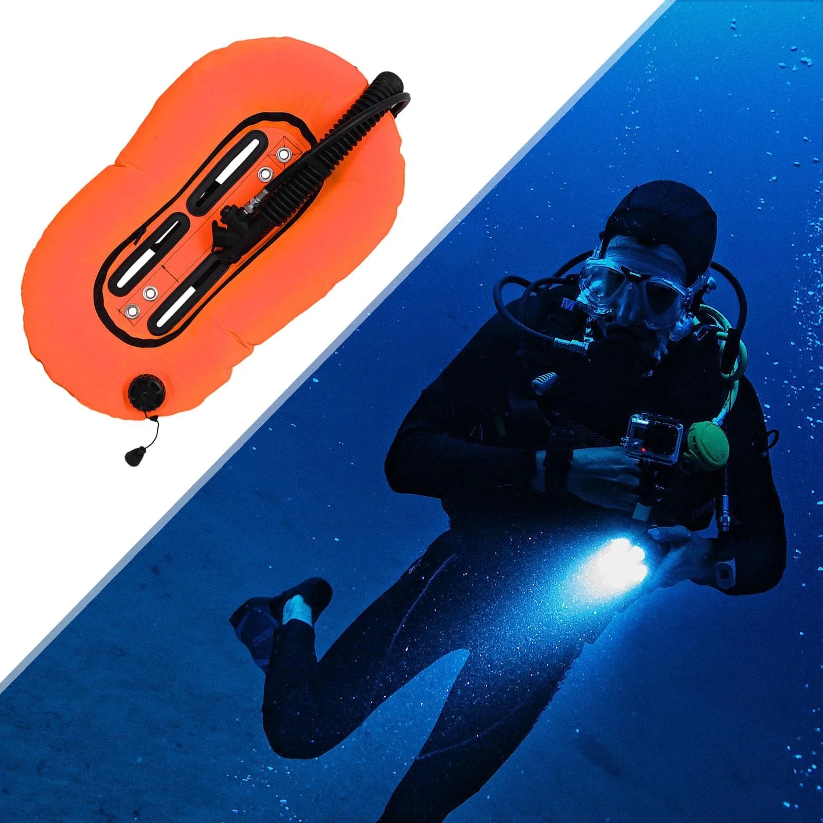 harayaa Diving Snorkeling Donut Wing Single Tank Scuba  Set for Freediving Diving Orange