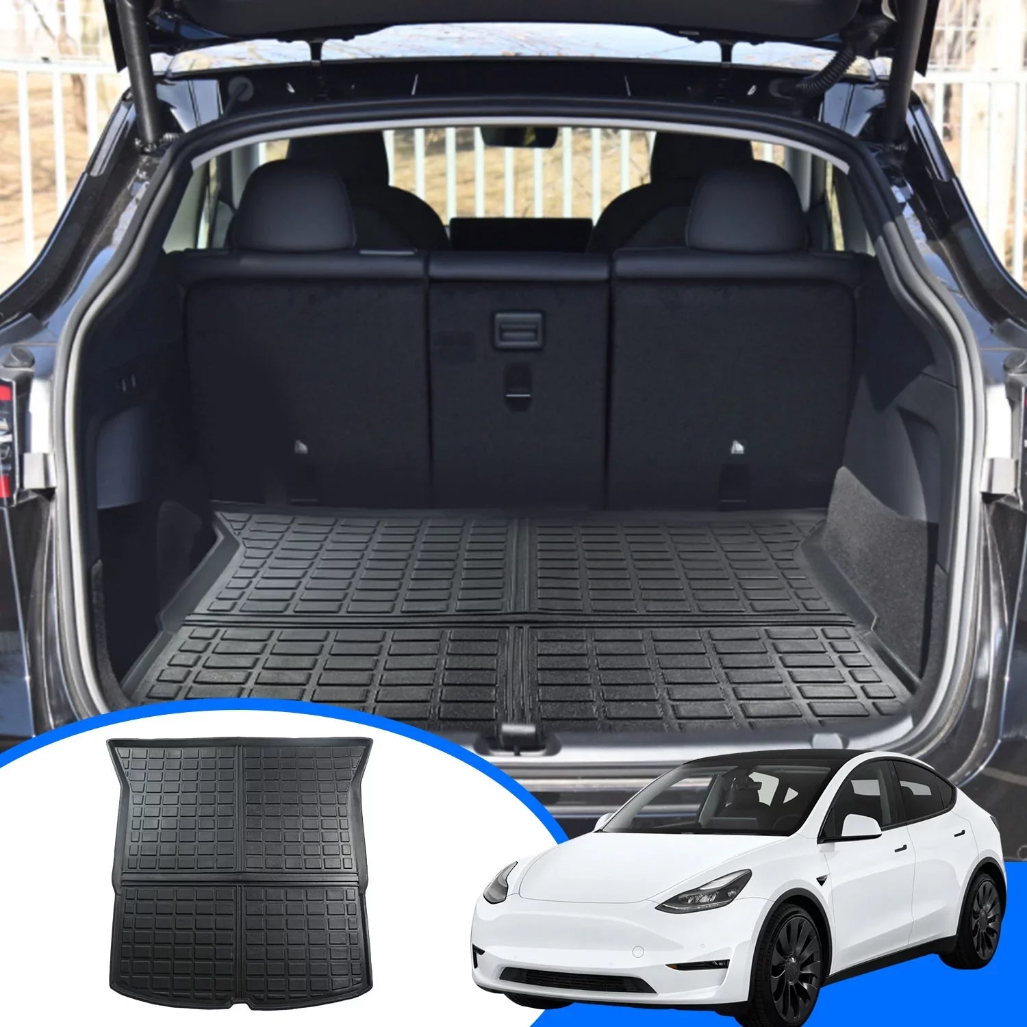 Cargo Liner Fit 2020 Tesla Model Y 7-Seat All Weather Rear Trunk Cover Cargo Tray Floor Mat for Tesla Model Y 2020  Accessory , Black