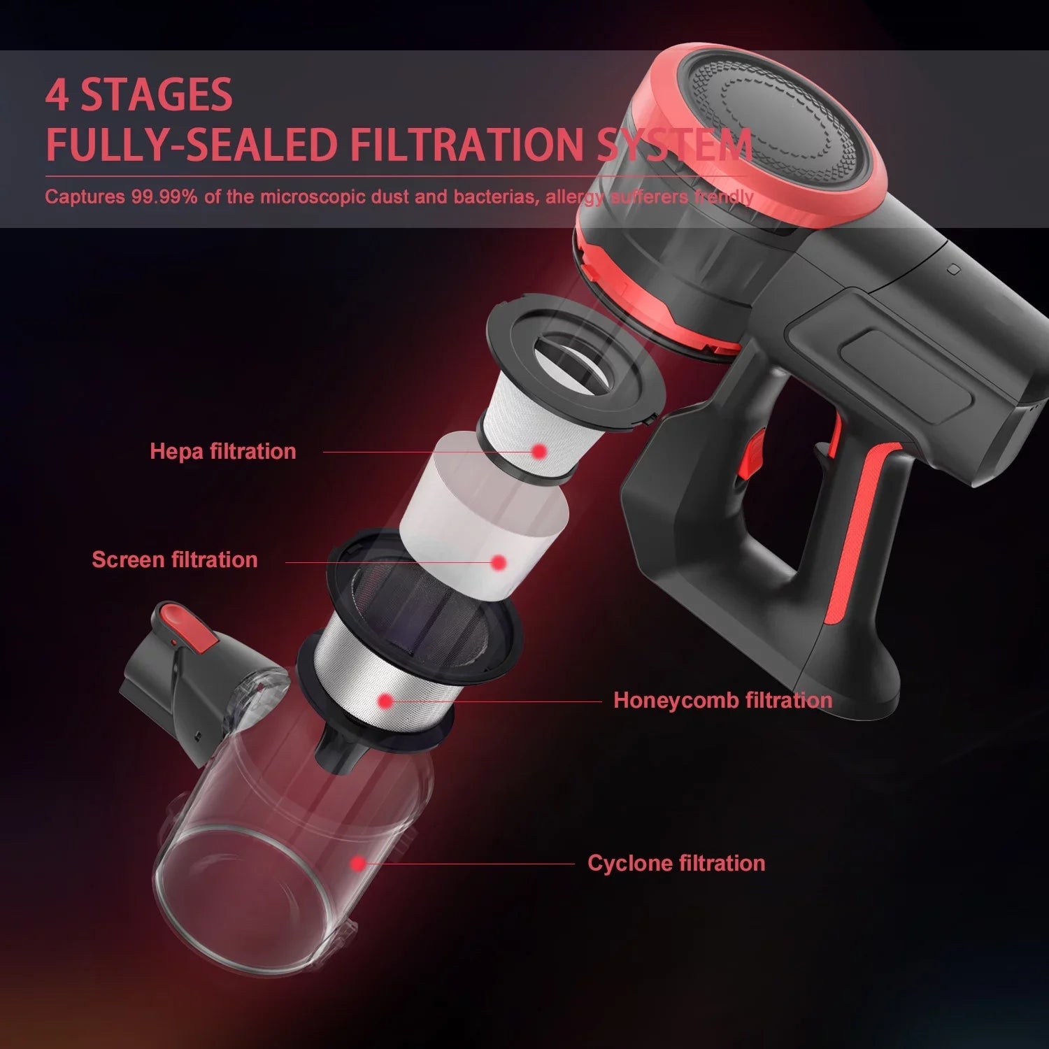 Cordless Stick Vacuum Cleaner 23KPA Brushless Motor for Hard Floor, Carpet, K17
