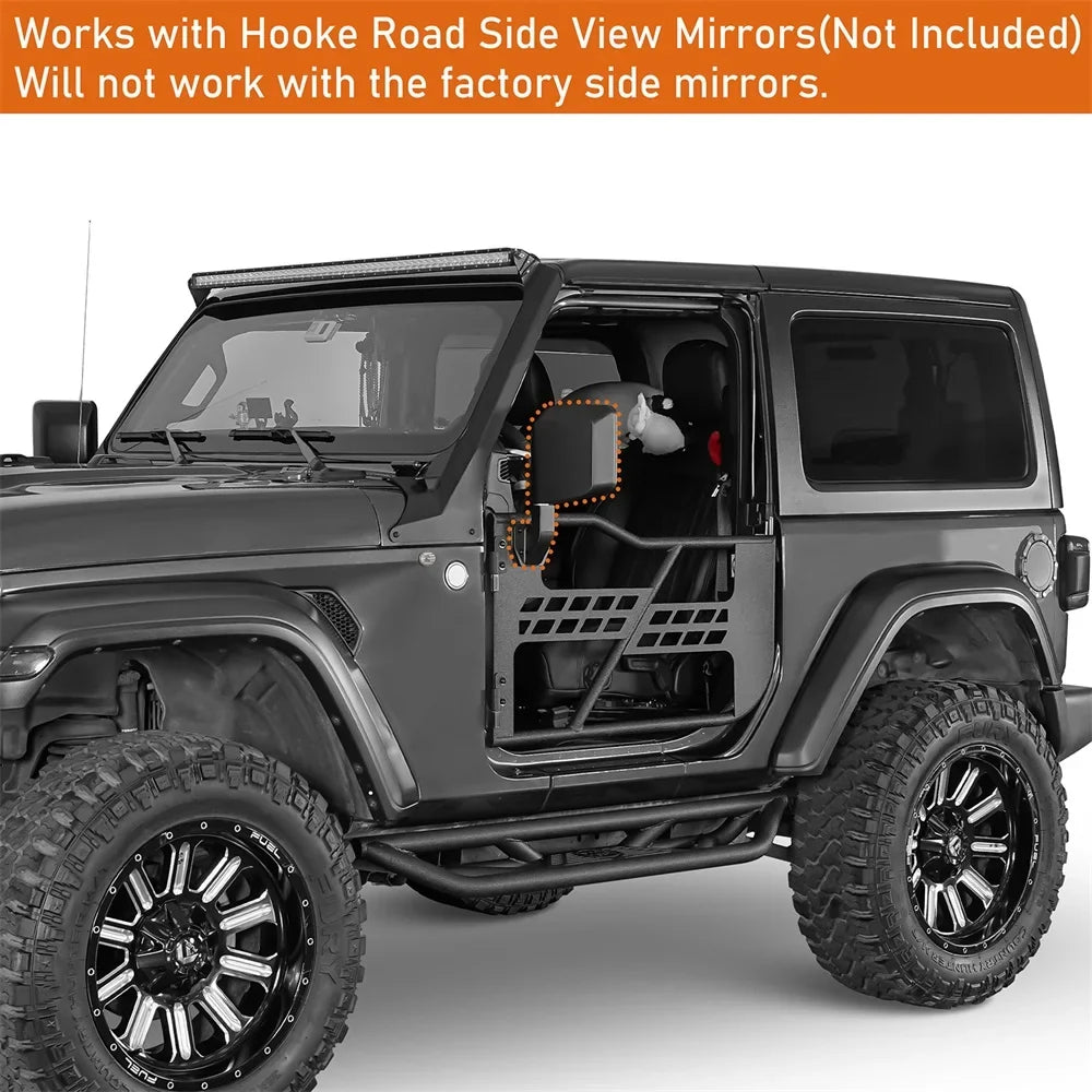 Hooke Road Fit 2018-2023 Jeep Wrangler  2-Door Steel Tubular Half Door Guards Frame Black