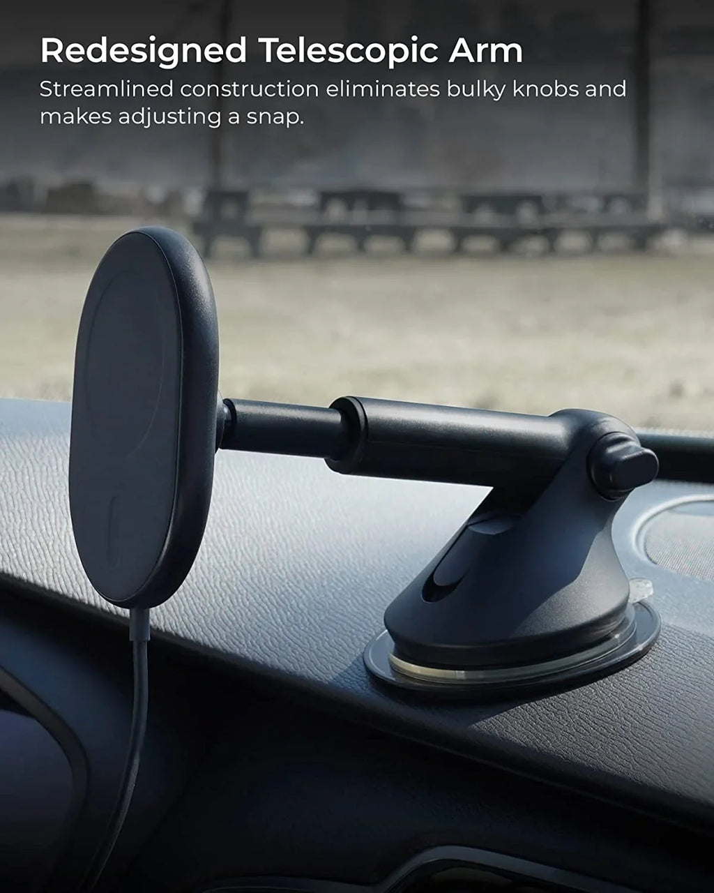 iOttie Velox MagSafe Compatible Magnetic Wireless Charging Dash & Windshield Mount, Black, Plastic
