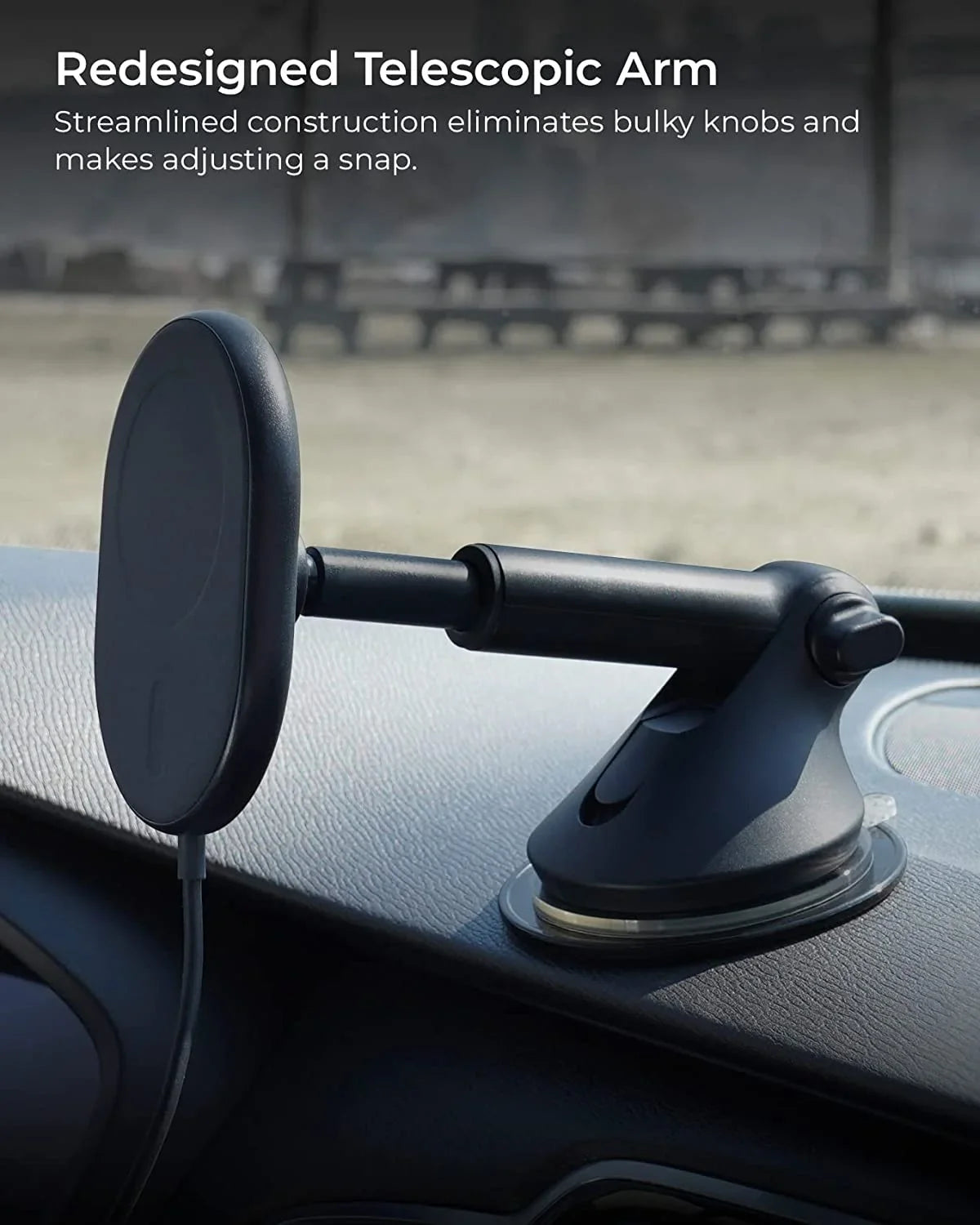 iOttie Velox MagSafe Compatible Magnetic Wireless Charging Dash & Windshield Mount, Black, Plastic