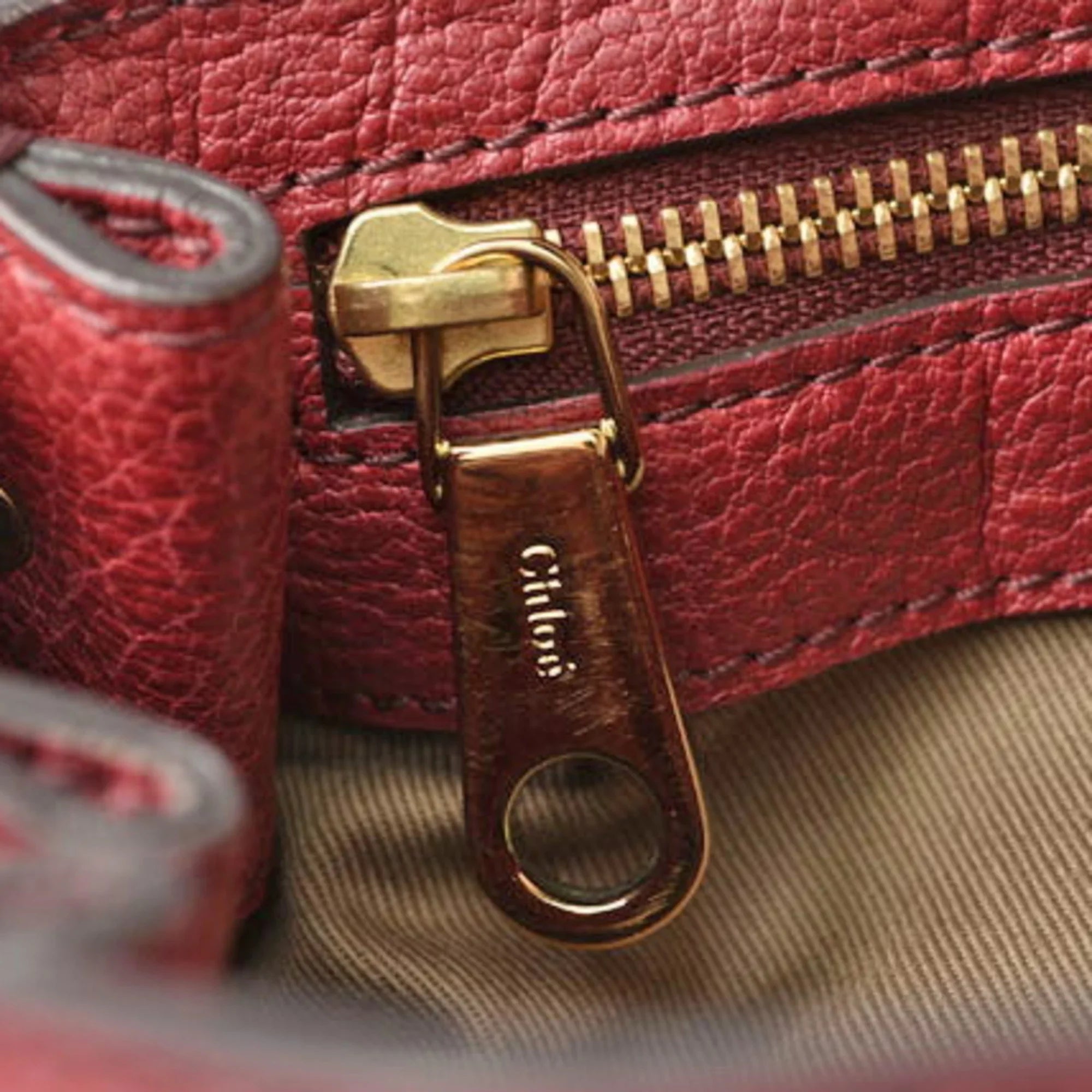 Pre-Owned Chloé Chloe handbag shoulder bag 2way  Elsie leather Bordeaux (Good)