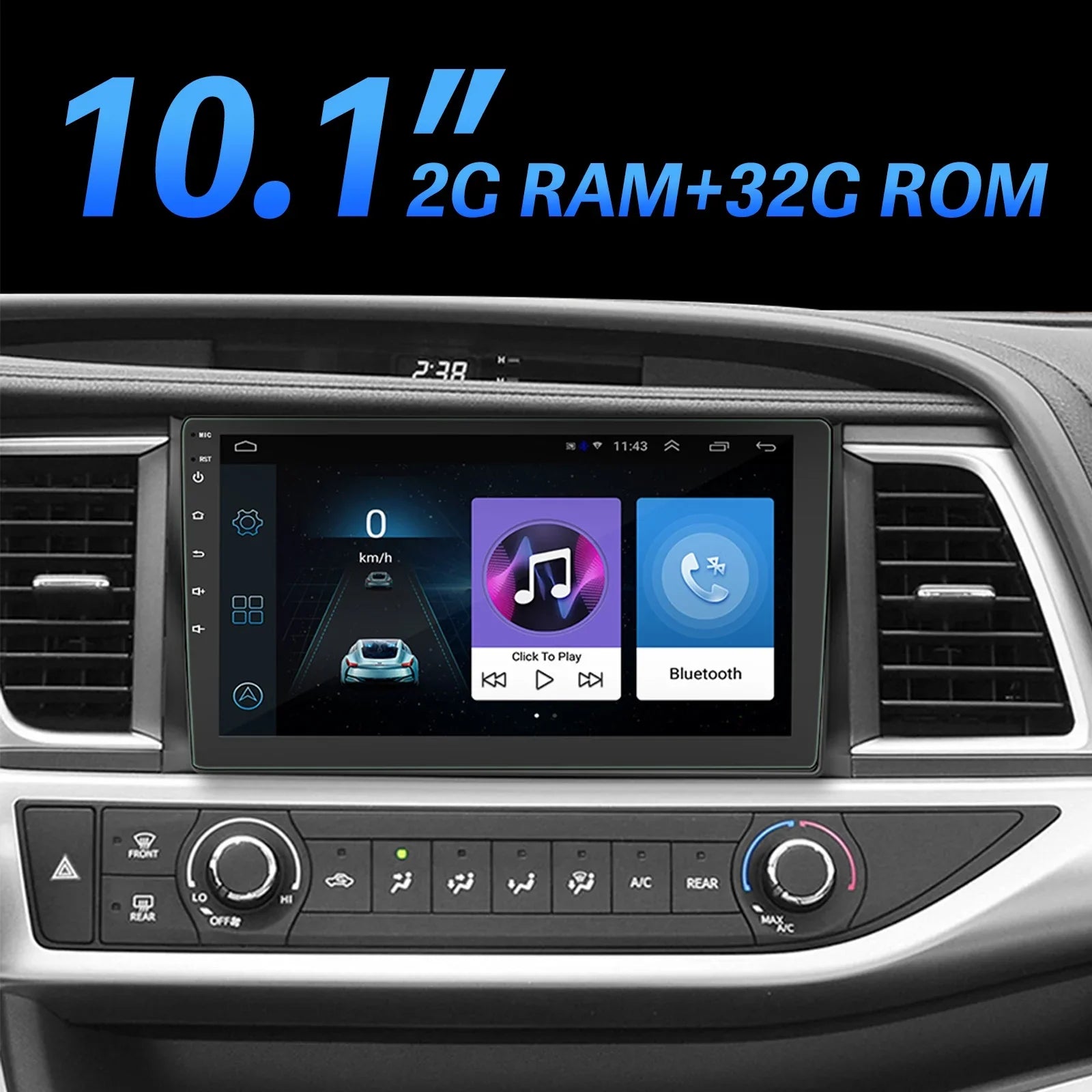 Double Din Car Stereo, 10.1" Android 10.1 Car MP5 Player,  Touch Screen Car Radio W/Bluetooth Mirror Link  Function, Rear Camera Included (2G+32G)