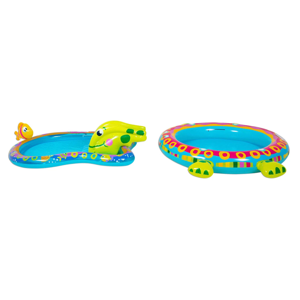 Banzai Shade 'N Slide Turtle Inflatable Kiddie Splash Pool with Sprinkler