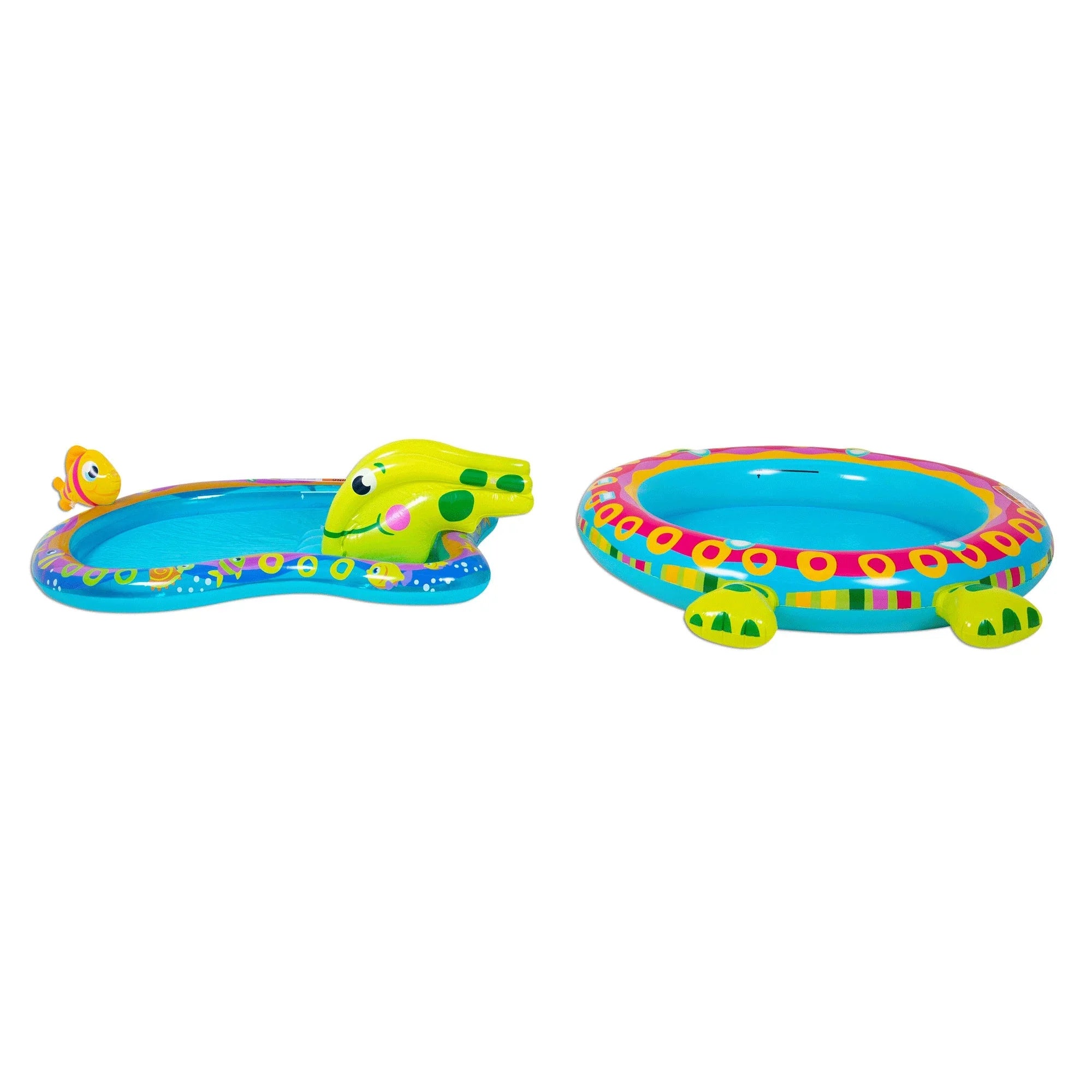 Banzai Shade 'N Slide Turtle Inflatable Kiddie Splash Pool with Sprinkler