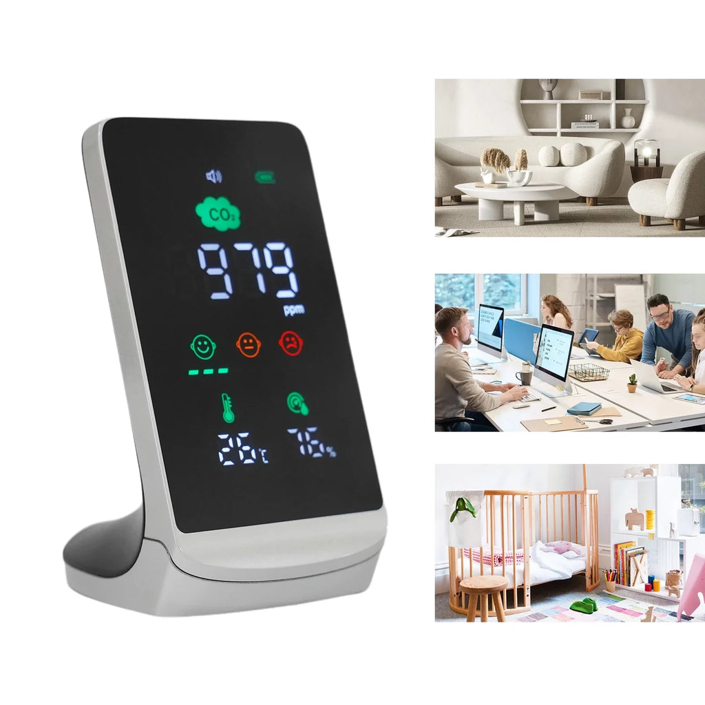 Miumaeov Indoor Air Quality Monitor for CO2, Temperature & Humidity (White, Black)