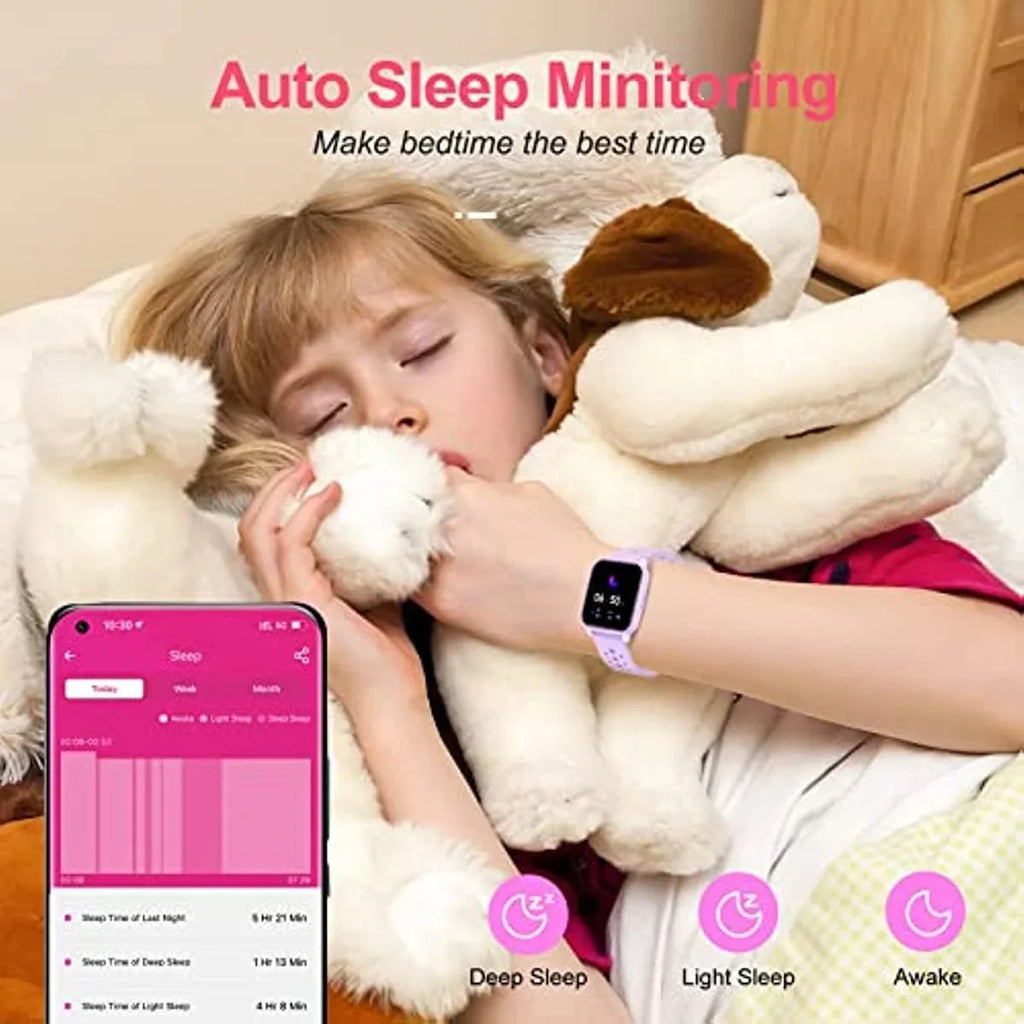 Kids Smart Watch for Girls Boys, IP68 Fitness Activity Tracker Watch with Sleep Mode, Pedometers,Waterproof Kids Watch with 20 Sports Modes, Great for Age 6+ Kids Teens（A Purple）