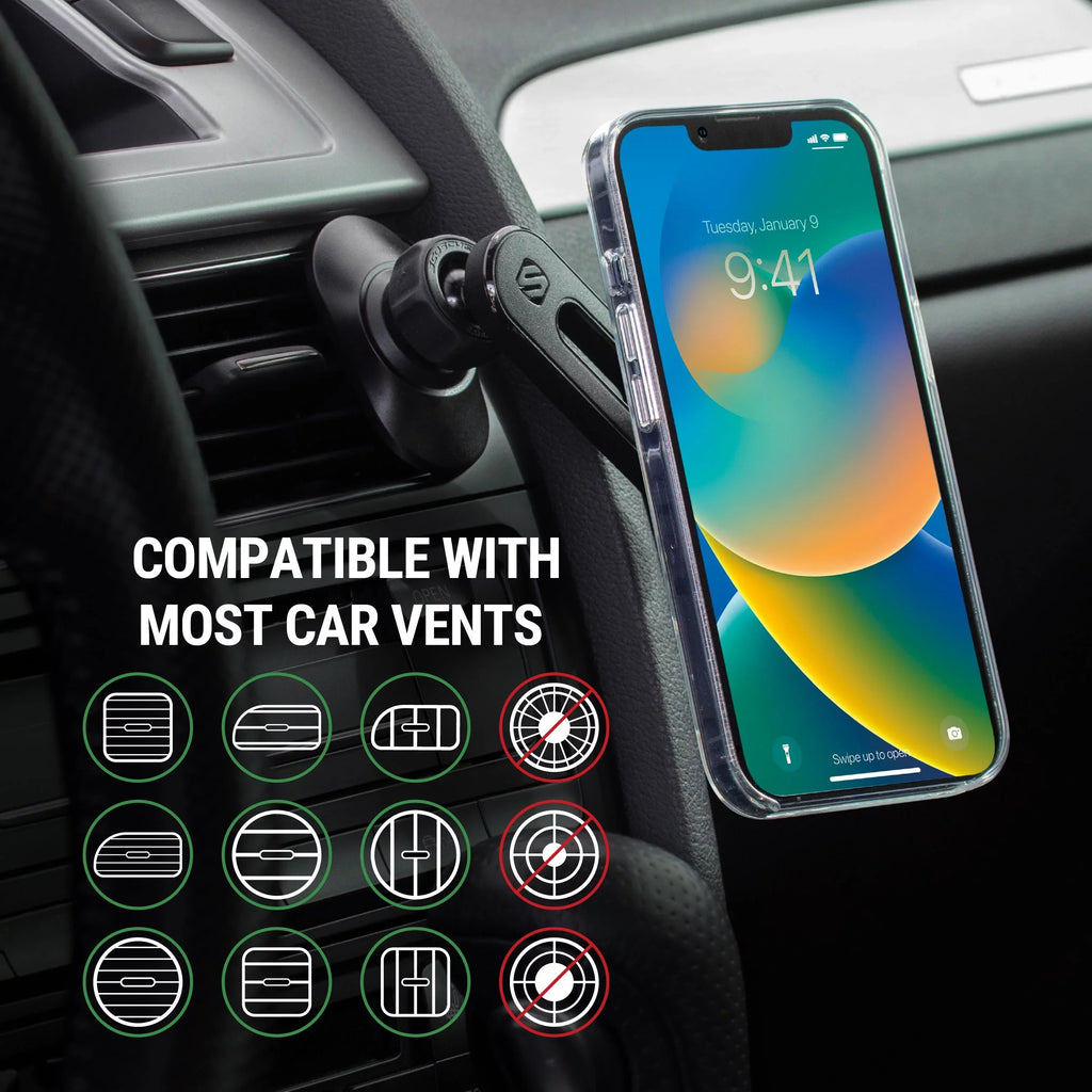 Scosche  MagicMount Pro  4in1 Magnetic Dash/Windshield/Vent Mount Comp w/ iPhone 15/14/13