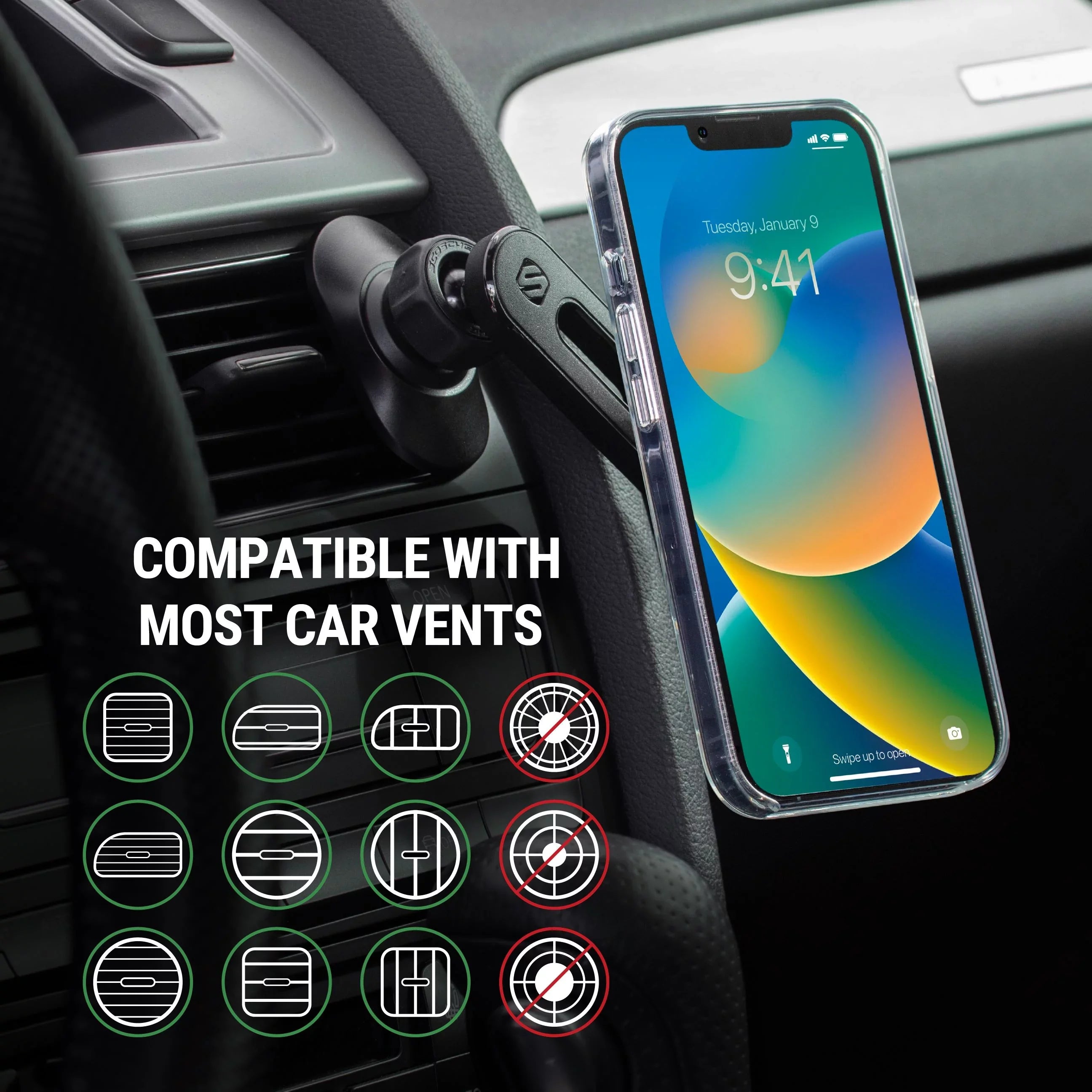 Scosche  MagicMount Pro  4in1 Magnetic Dash/Windshield/Vent Mount Comp w/ iPhone 15/14/13
