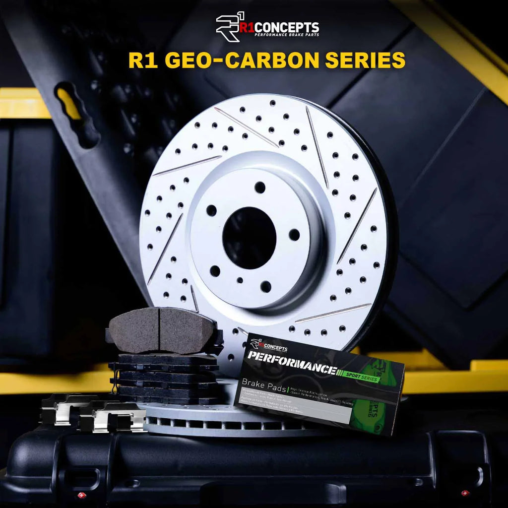 R1 Concepts Front Brakes and Rotors Kit |Front Brake Pads| Brake Rotors and Pads| Peformance Sport Brake Pads and Rotors |Hardware WBSH1-68016